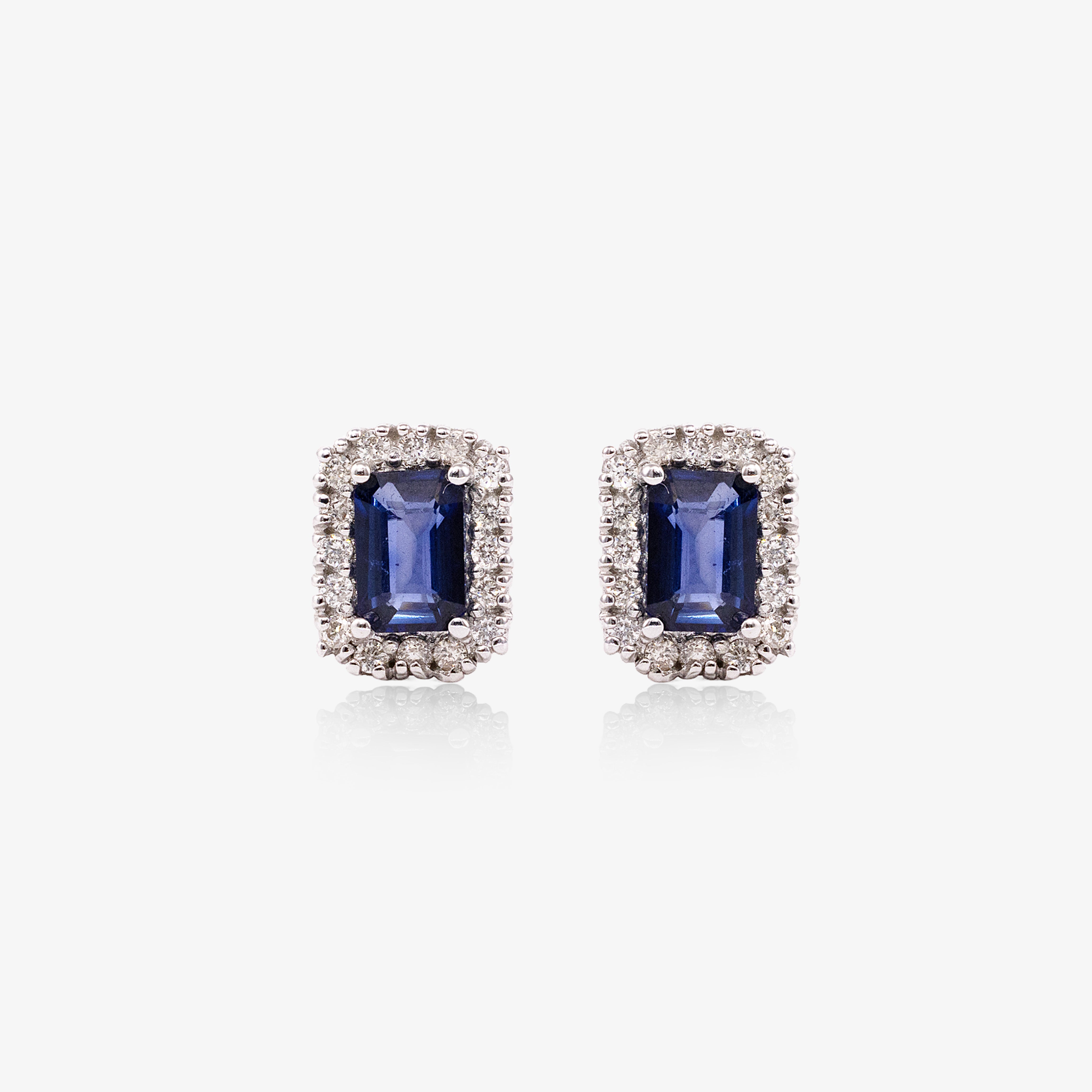 Cercei aur 18k cu safire 0.50 ct si diamante