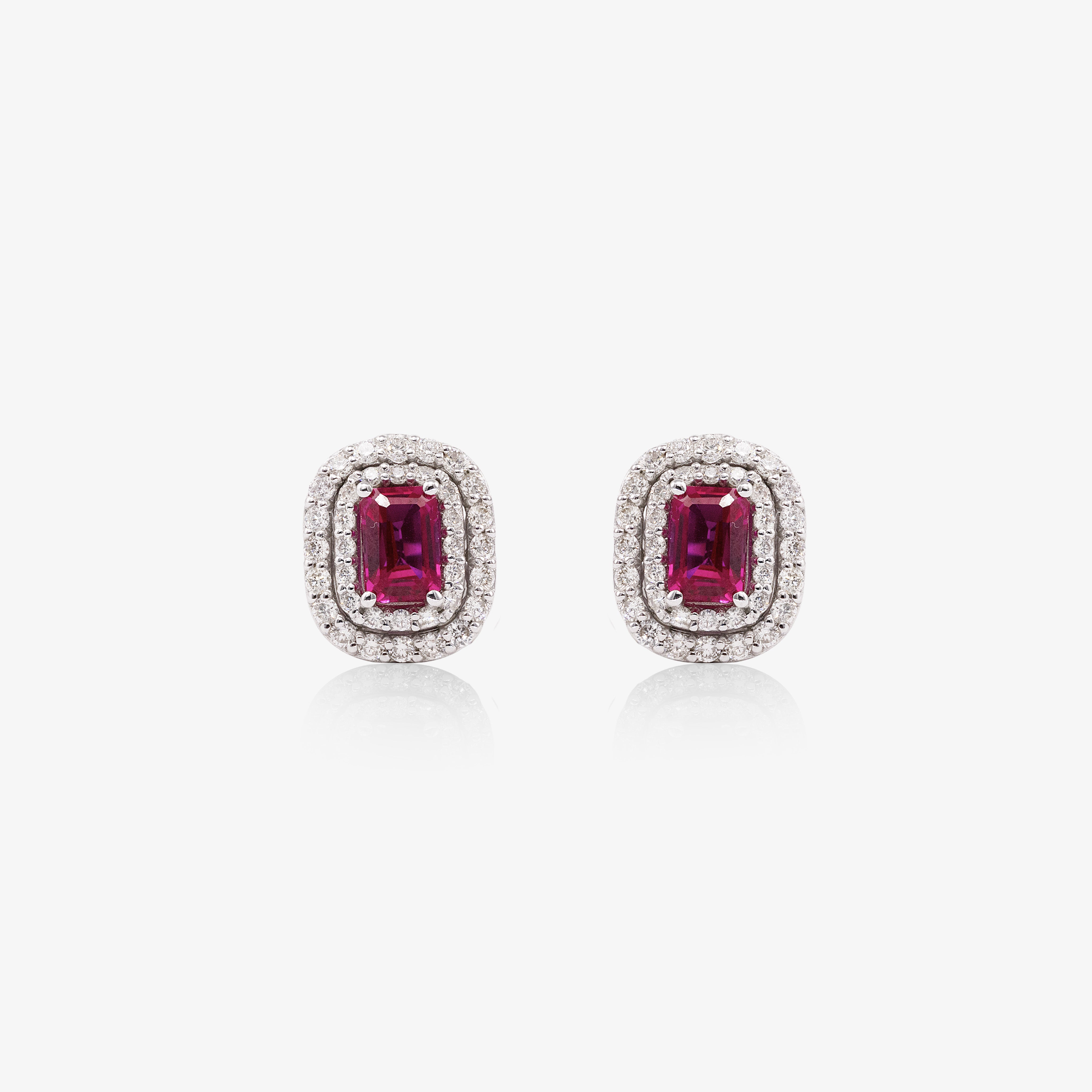 Cercei aur 18k cu rubine 1.20 ct si diamante 0.68 ct