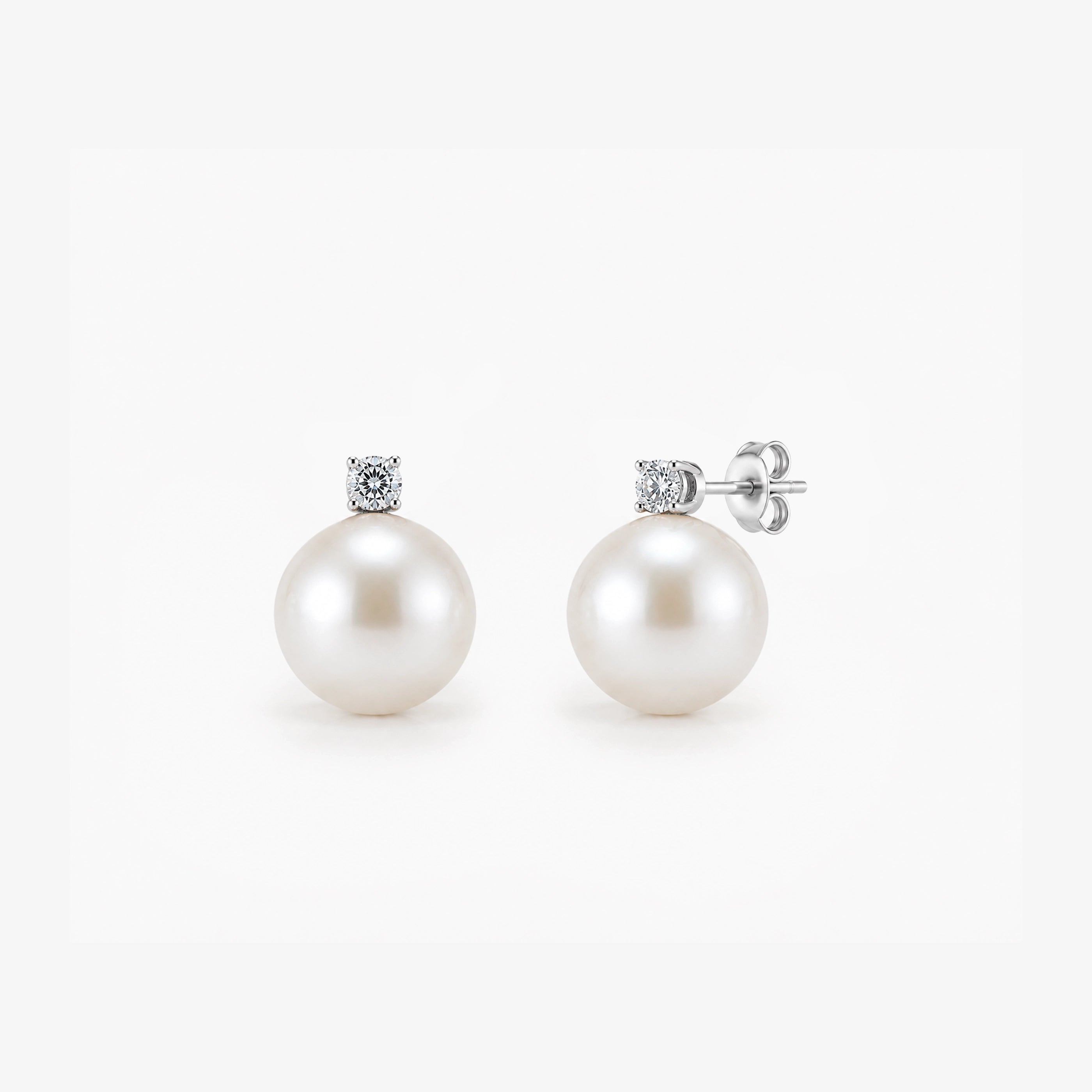 Cercei aur 18k cu perle si diamante