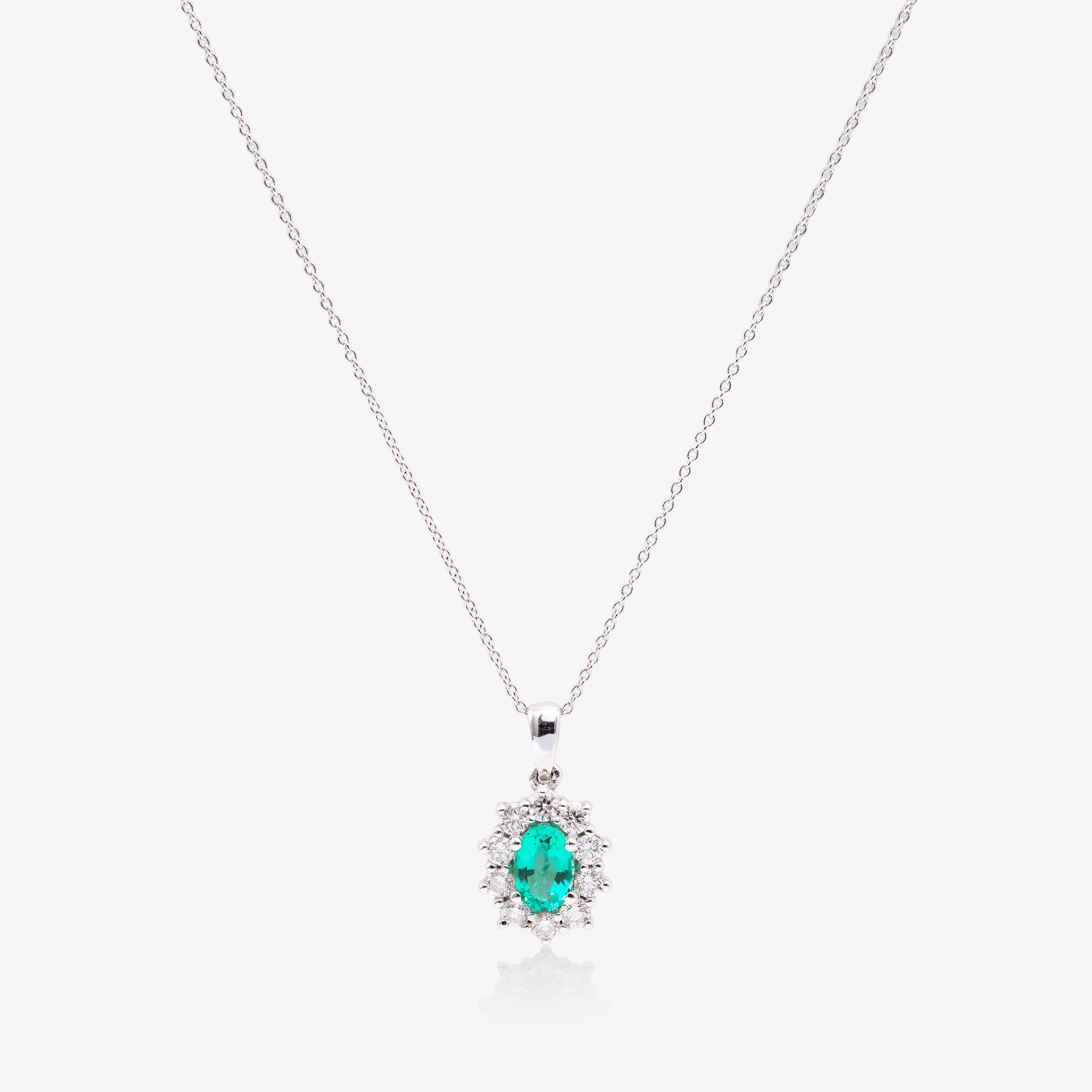 Colier aur 18k cu smarald 0.40 ct si diamante