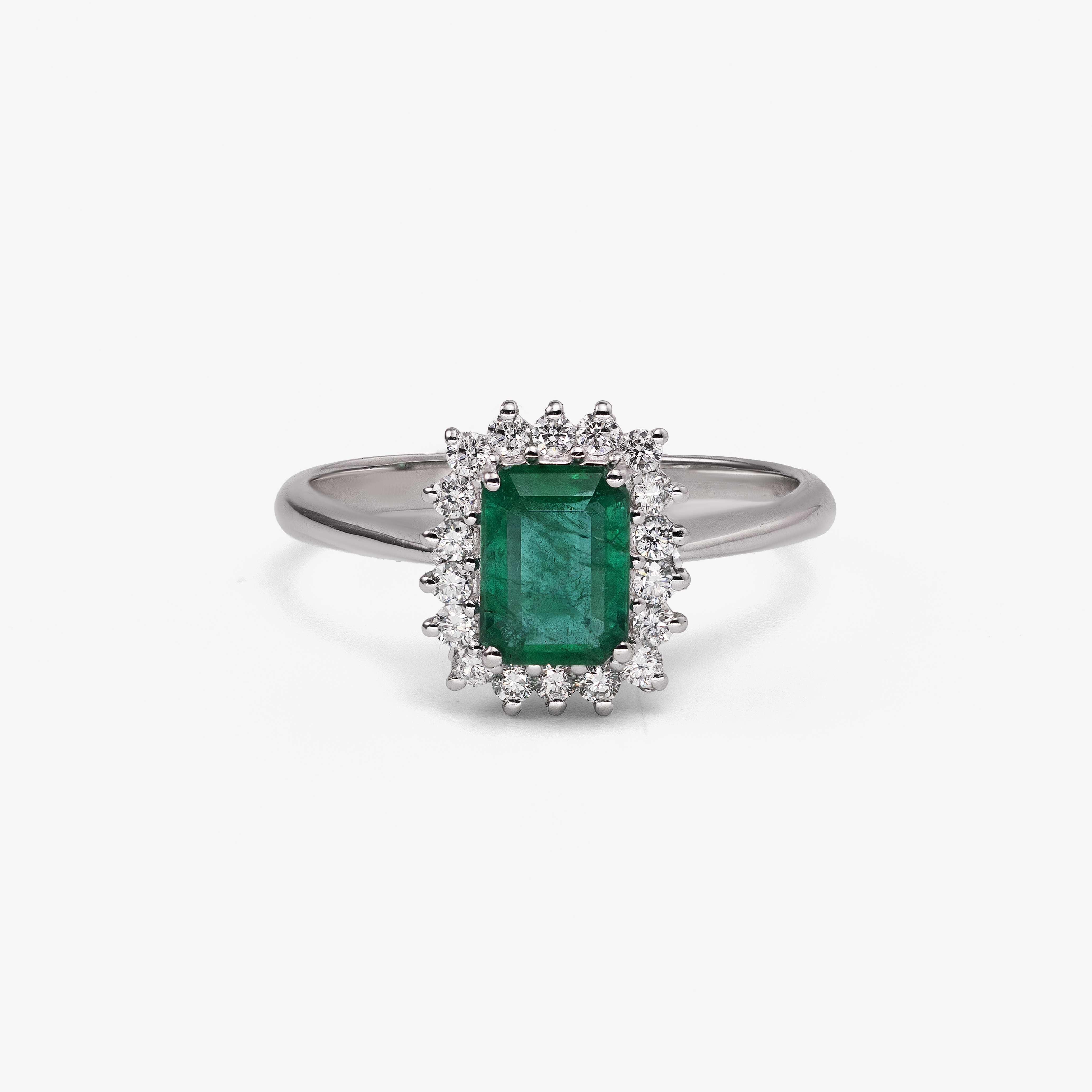 Inel aur 18k cu smarald 1.05 ct si diamante