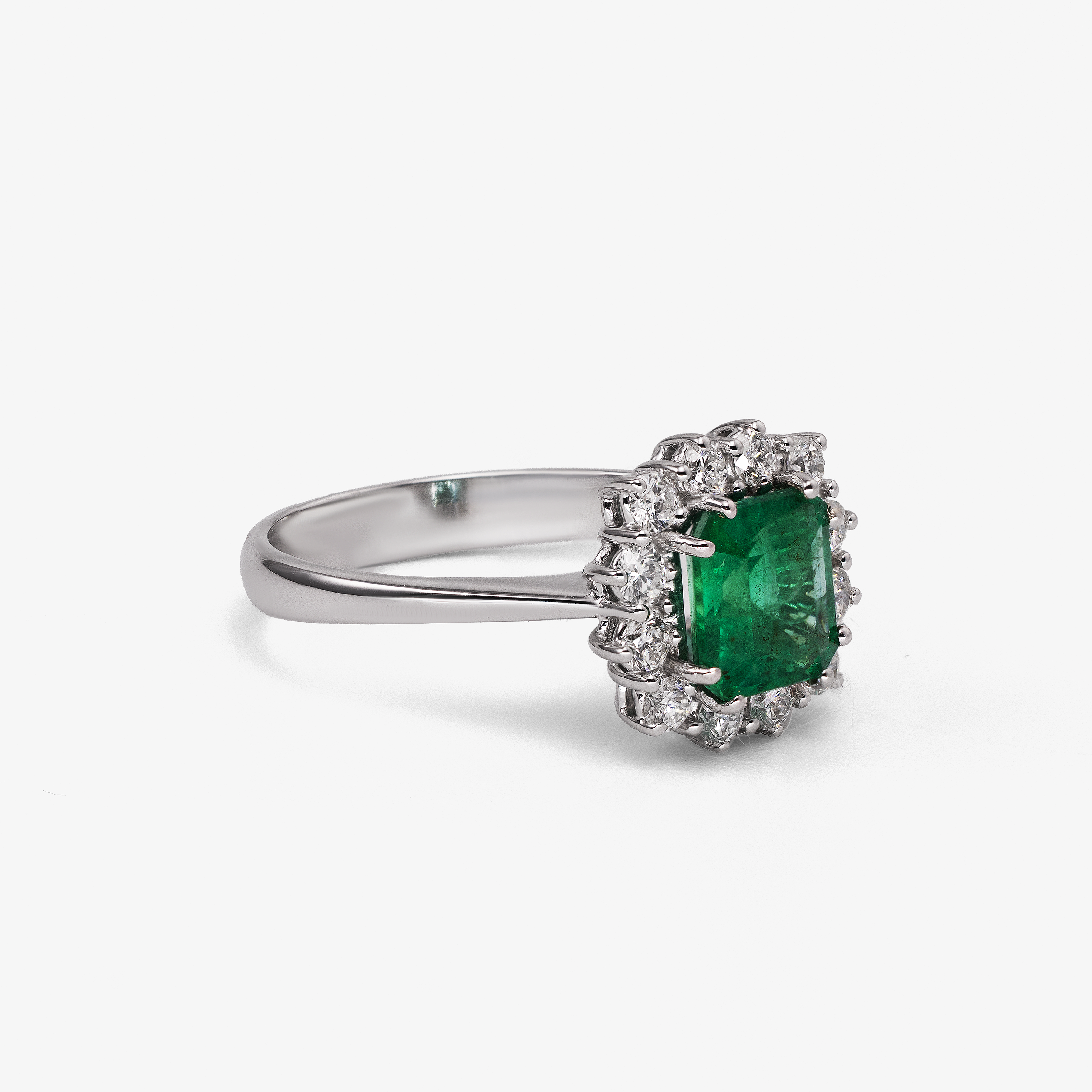 Inel aur 18k cu smarald 1.39 ct si diamante 0.49 ct