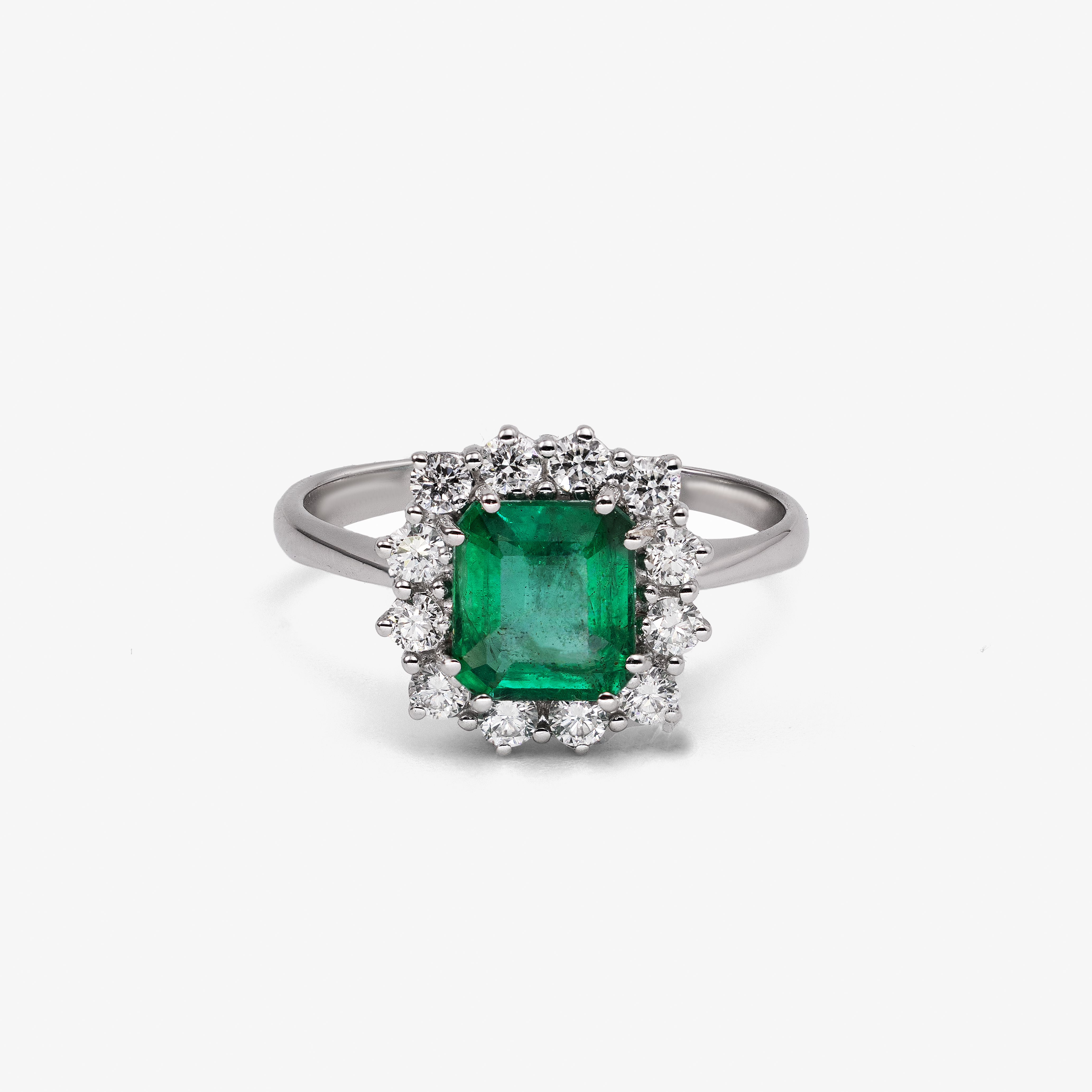 Inel aur 18k cu smarald 1.39 ct si diamante 0.49 ct