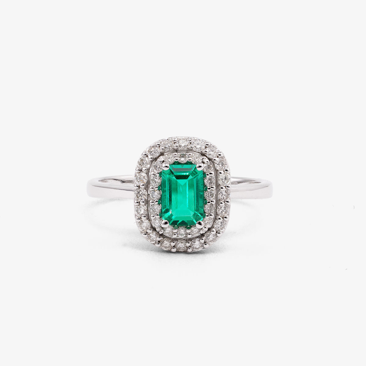 Inel aur 18k cu smarald 0.45 ct si diamante 0.34 ct