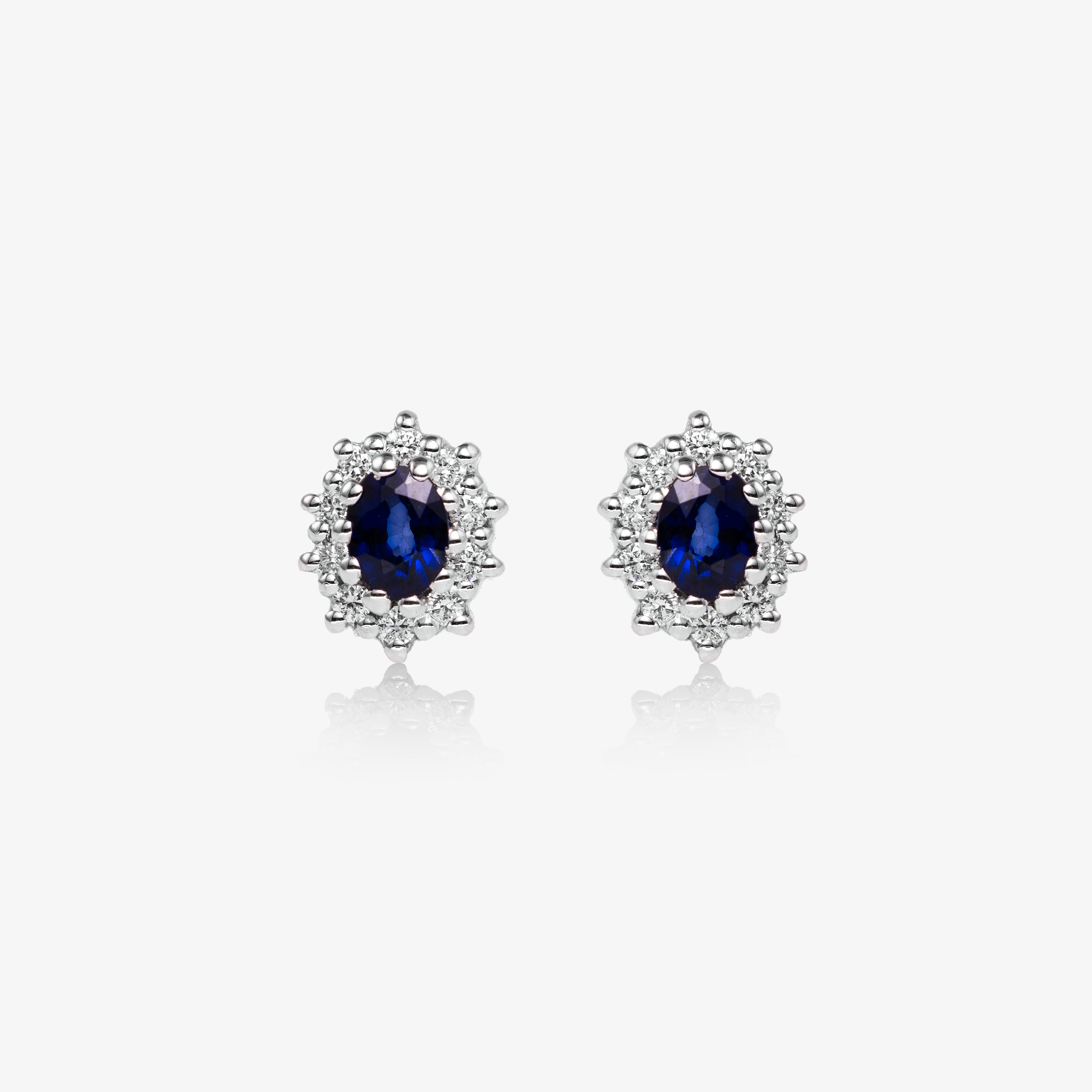 Sapphire Sparkle Earrings with Diamonds 0.20ct
