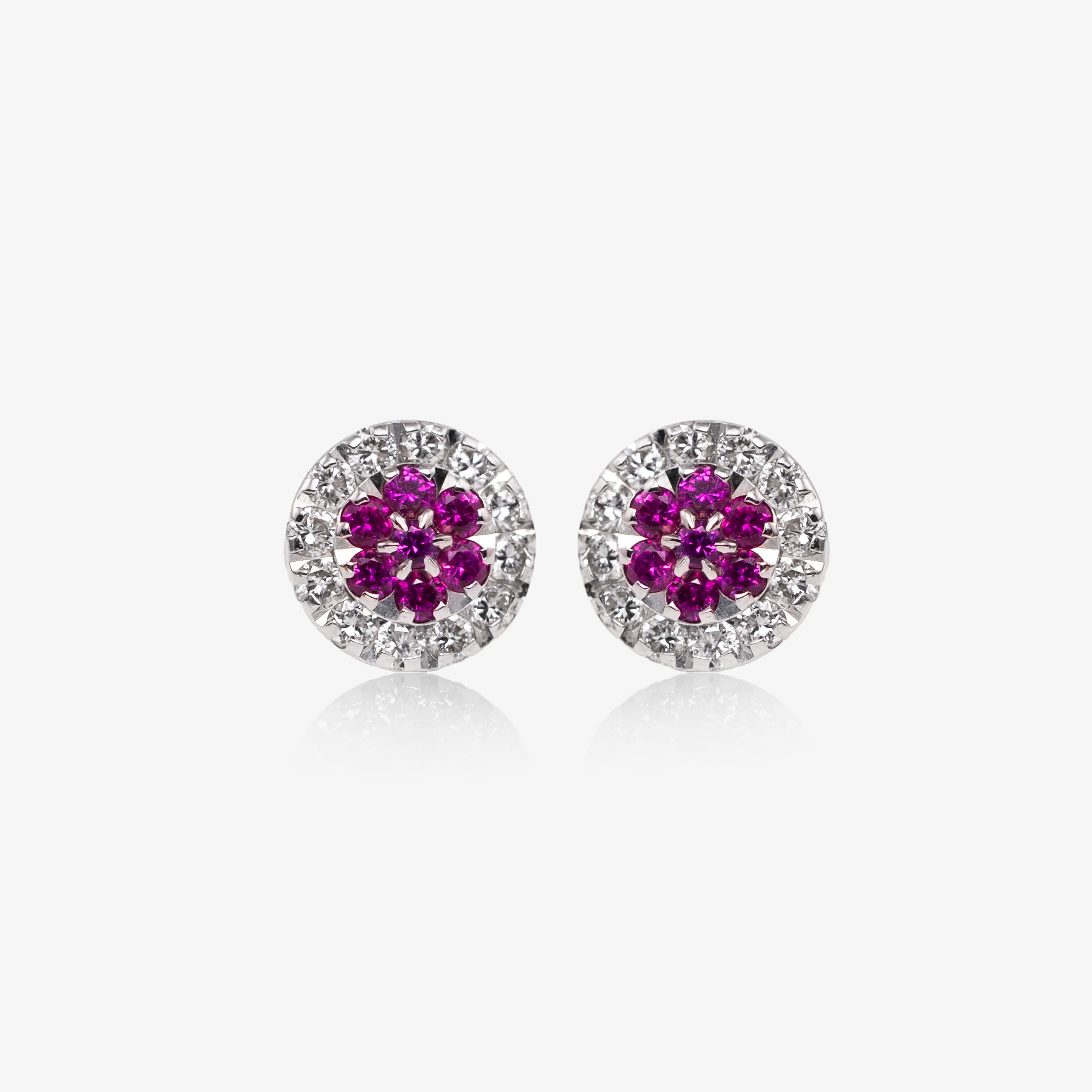 Cercei aur 18k cu rubine si diamante