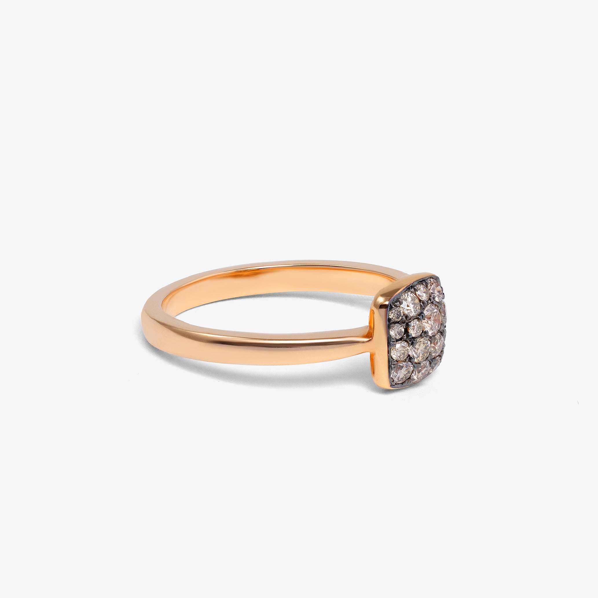 Inel aur roz 18k cu diamante brown