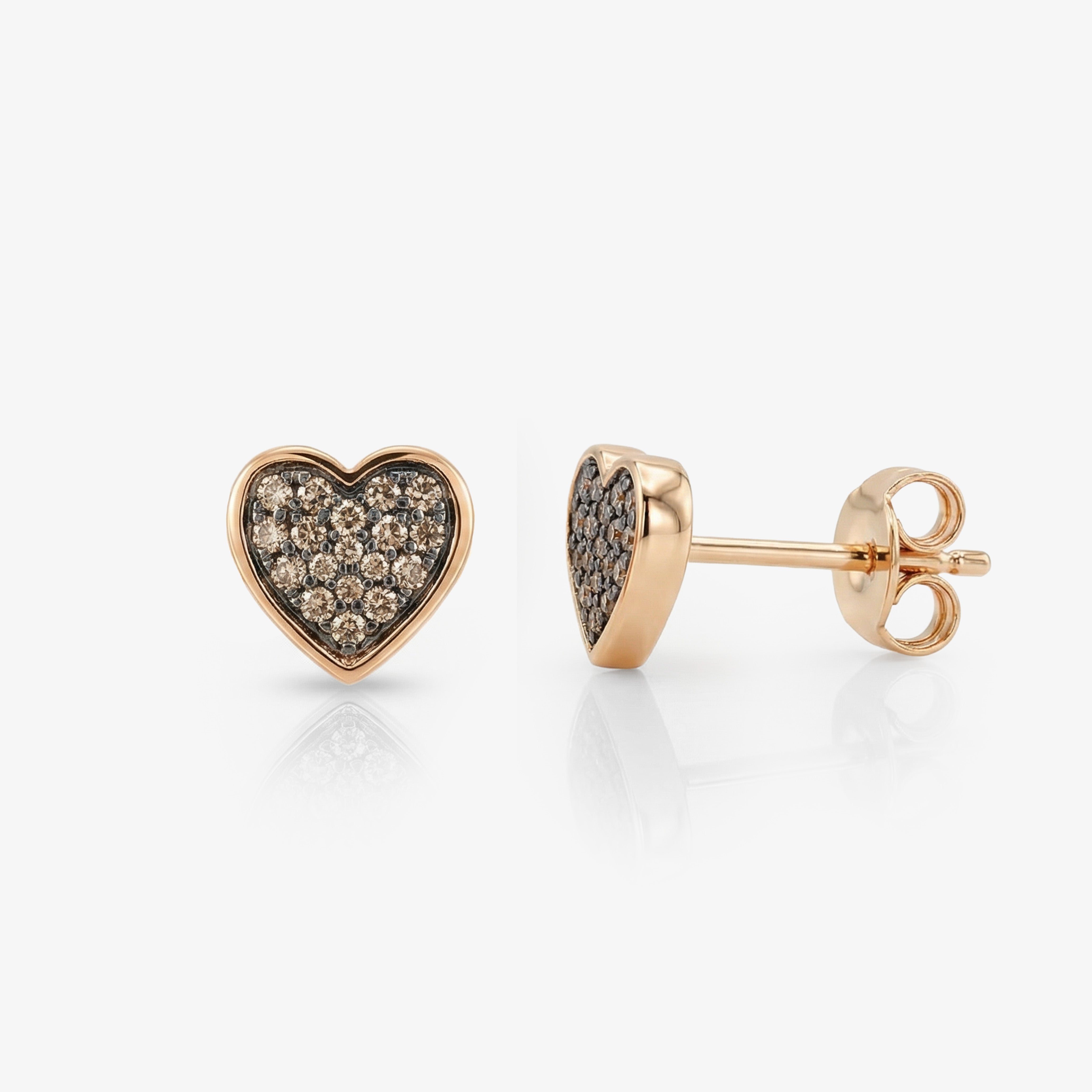 Cercei aur 18k Brown Hearts 0.07 ct