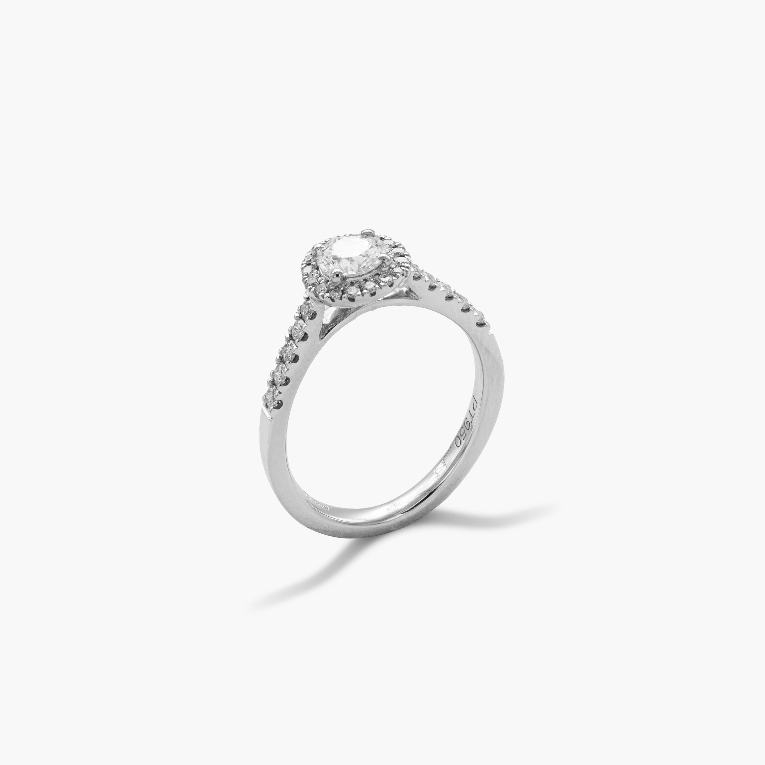 Inel de logodna din platina, diamant central 0.50 ct - certificat GIA