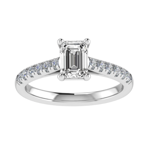 Inel de logodna cu diamant emerald cut 0.50 ct - certificat GIA