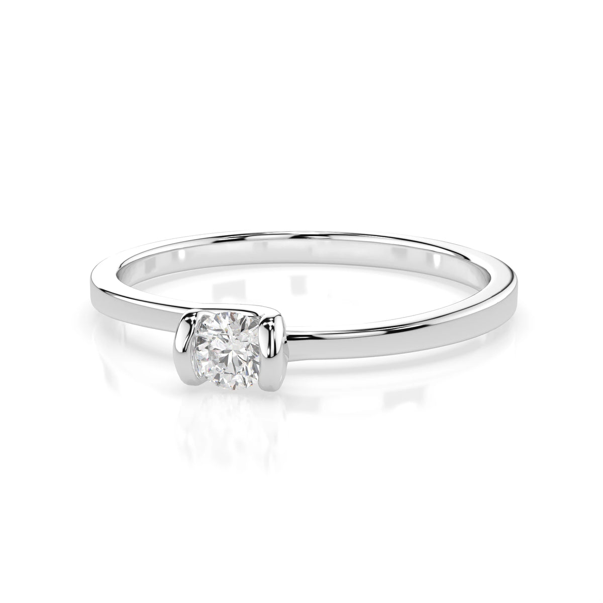 Inel de Logodnă Solitaire din Aur, Diamant Rotund Briliant 0,06 CT
