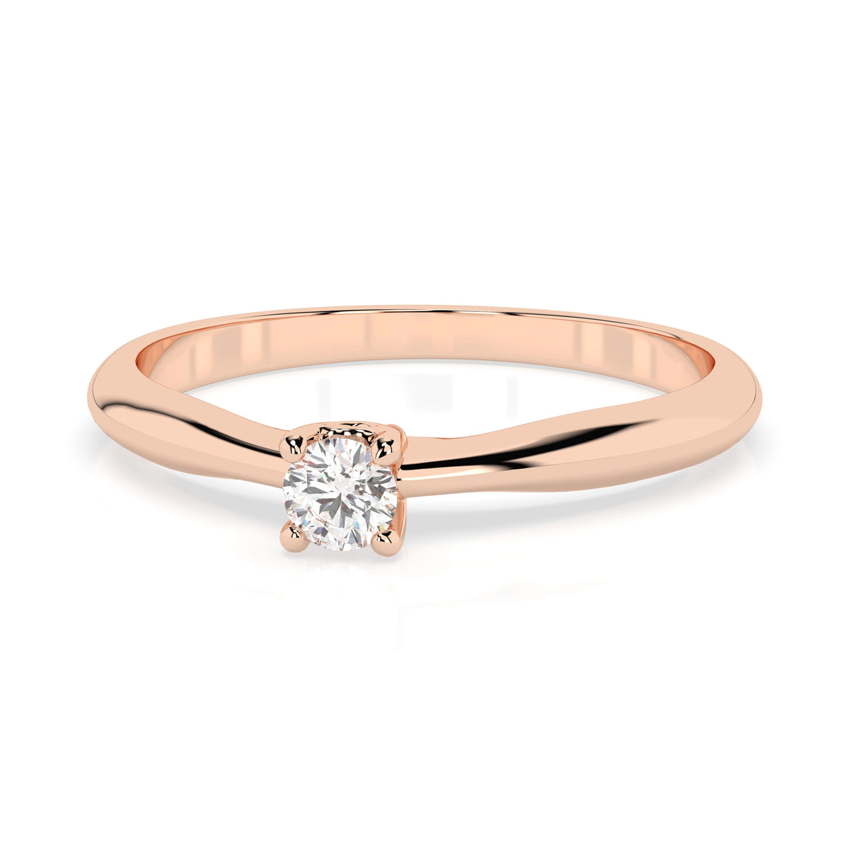 Inel de Logodnă Solitaire din Aur, Diamant Rotund Briliant 0,06 CT