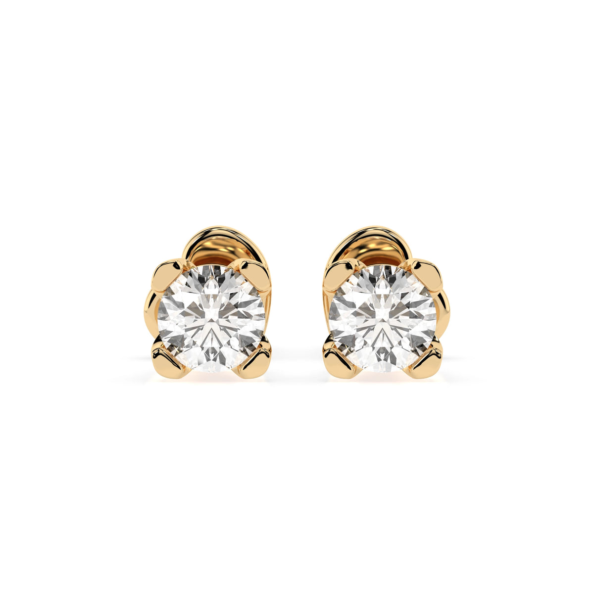 Cercei din Aur cu Diamante, Forma Rotund Briliant, 0,60 CT