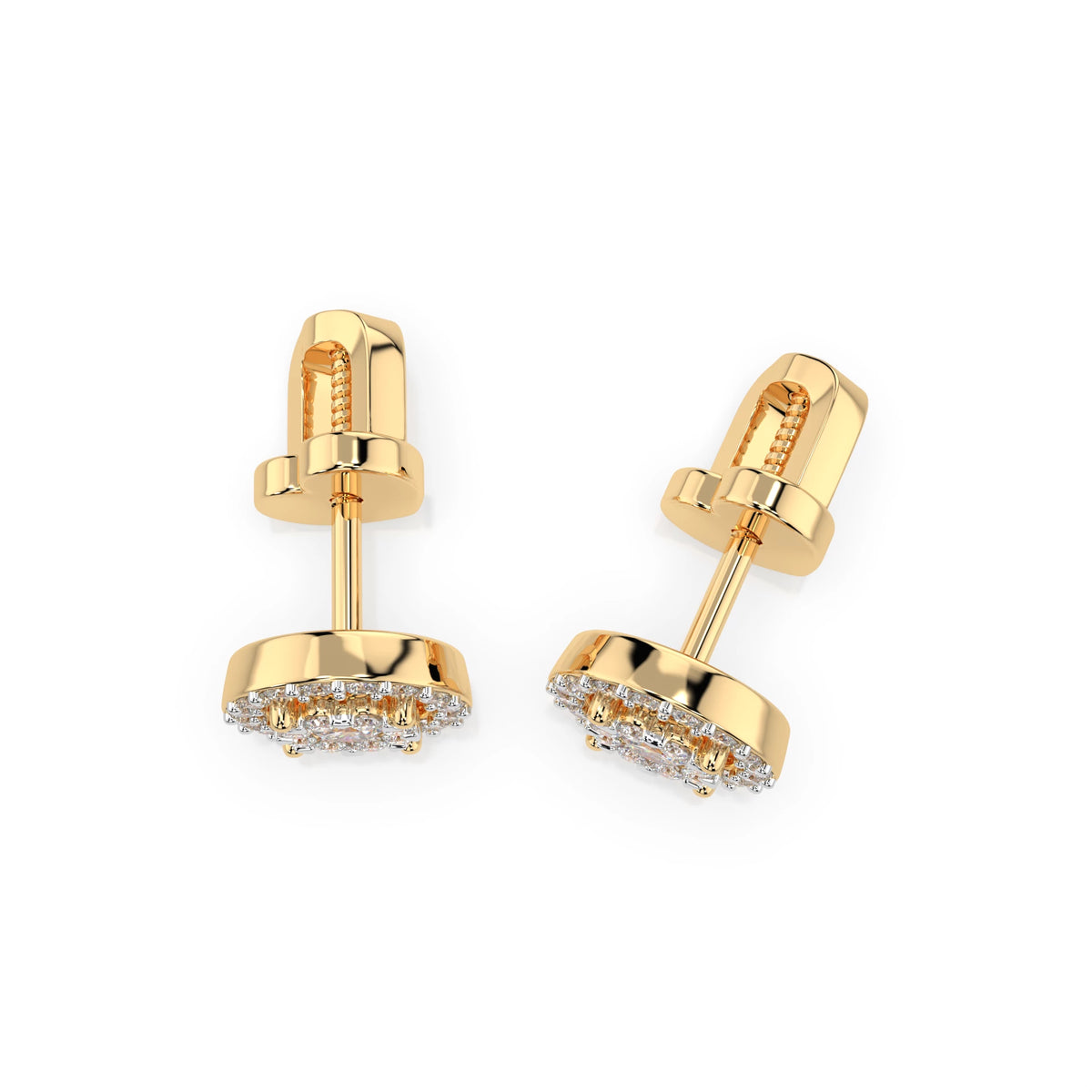 Cercei din Aur cu Diamante, Forma Rotund Briliant, 0,48 CT