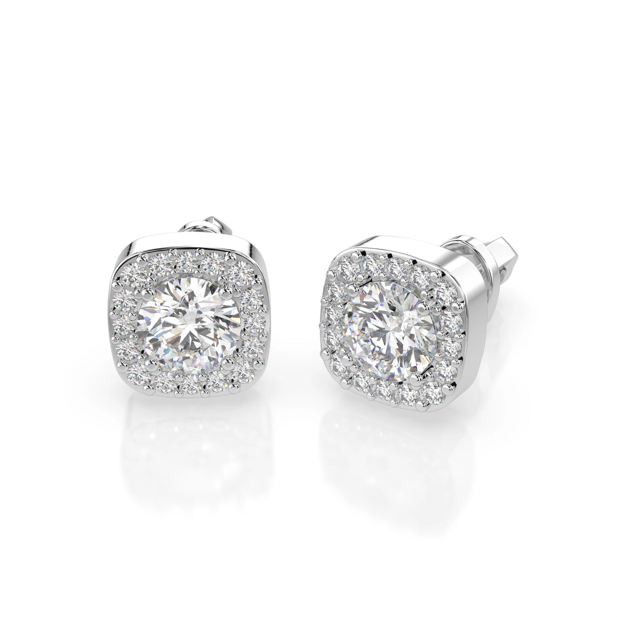 Cercei din Aur cu Diamante, Forma Rotund Briliant, 0,78 CT