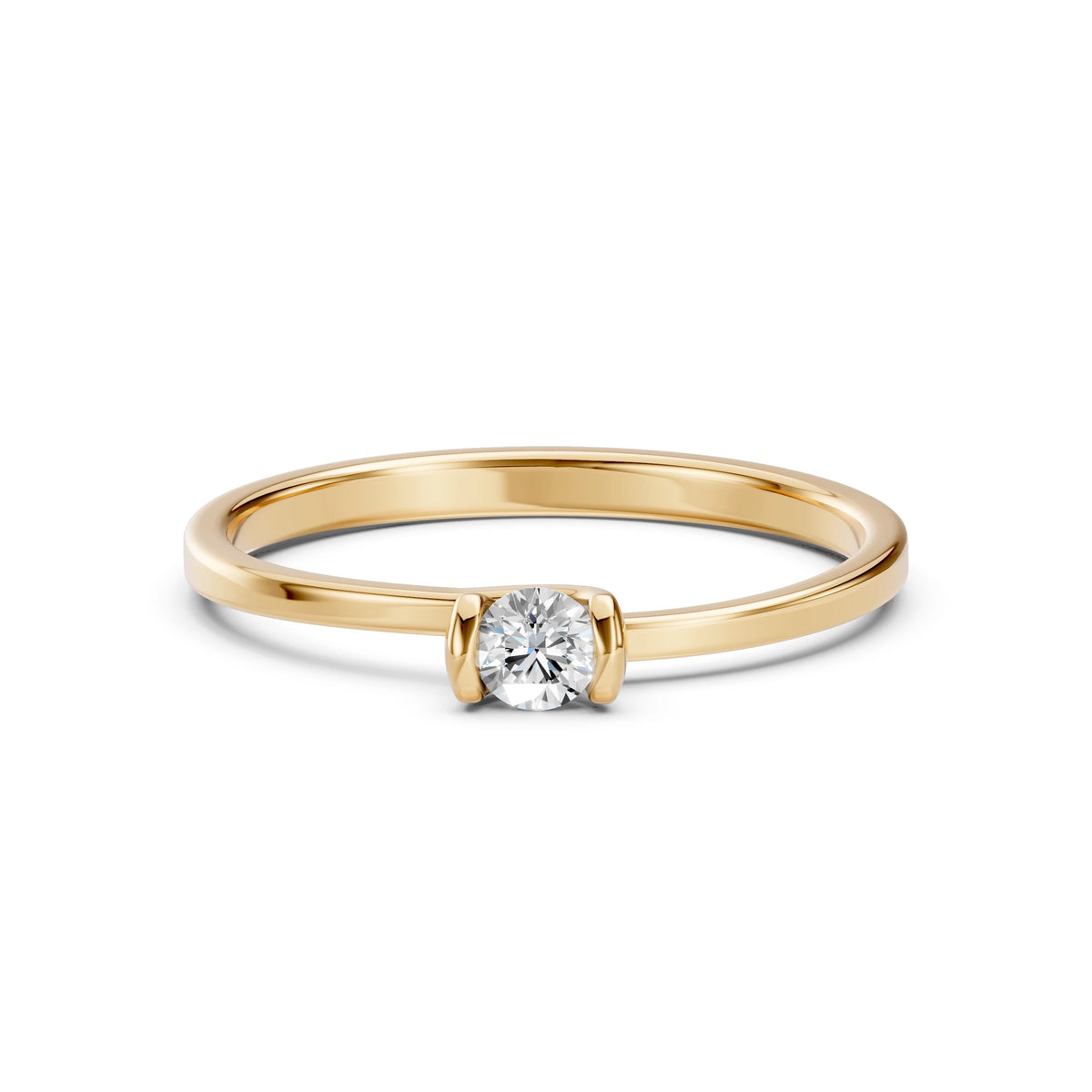 Inel de Logodnă Solitaire din Aur, Diamant Rotund Briliant 0,15 CT