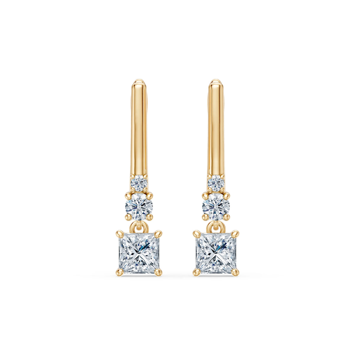 Cercei din Aur cu Diamante, Forma Princess, 1,01 CT