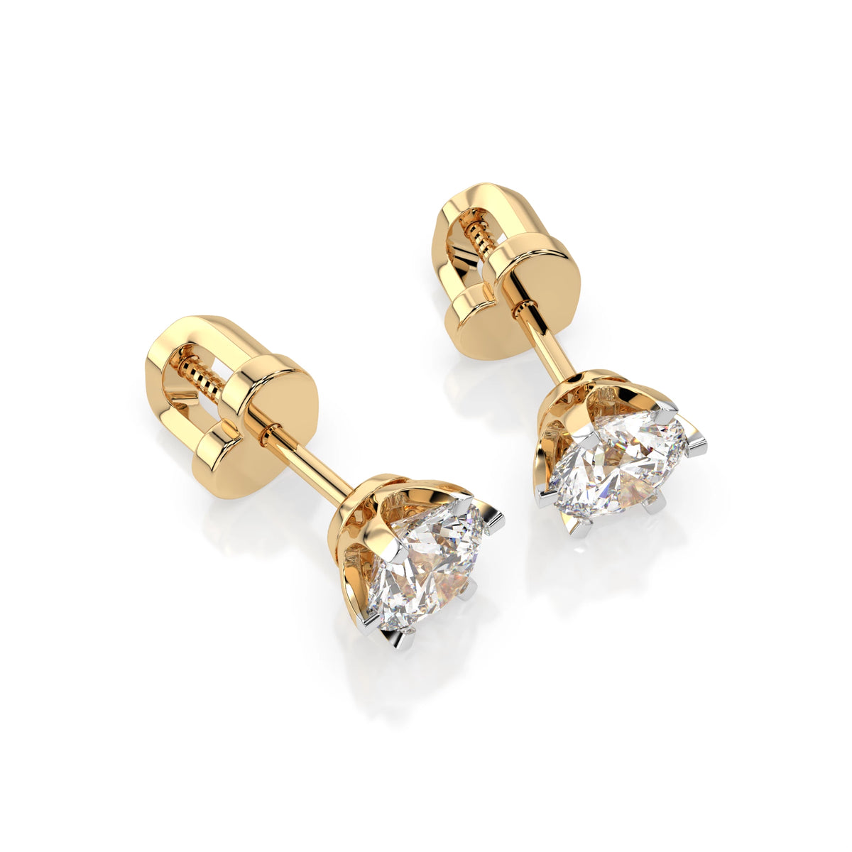 Cercei din Aur cu Diamante, Forma Rotund Briliant, 1,00 CT