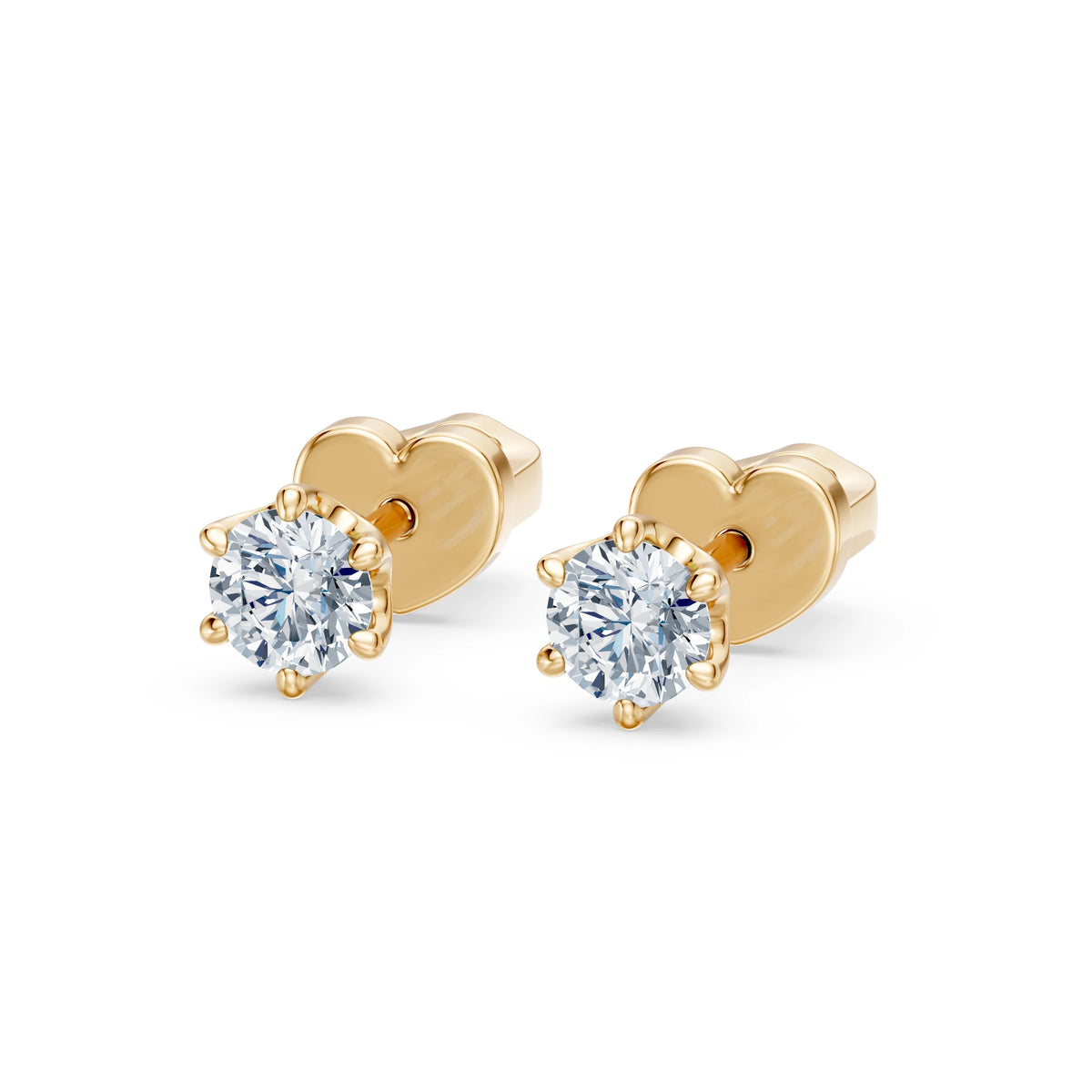 Cercei din Aur cu Diamante, Forma Rotund Briliant, 0,50 CT
