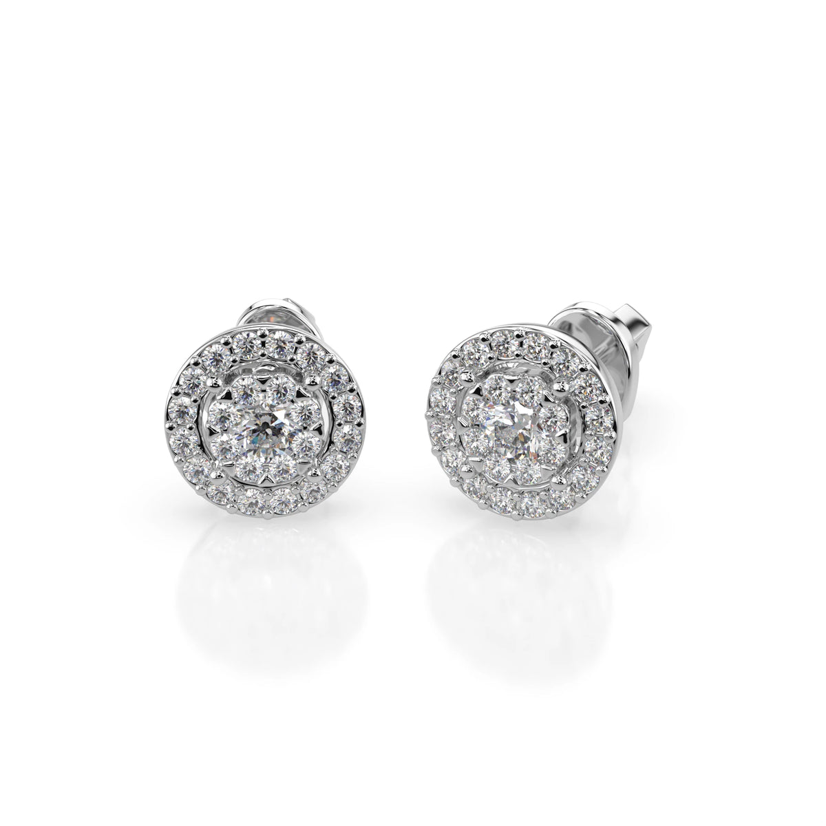 Cercei din Aur cu Diamante, Forma Rotund Briliant, 0,48 CT