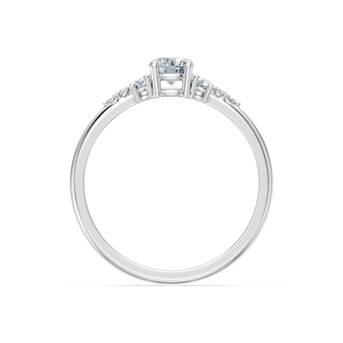 Inel de Logodnă din Aur cu Diamant Central Rotund Briliant și Diamante Laterale 0,46 CT