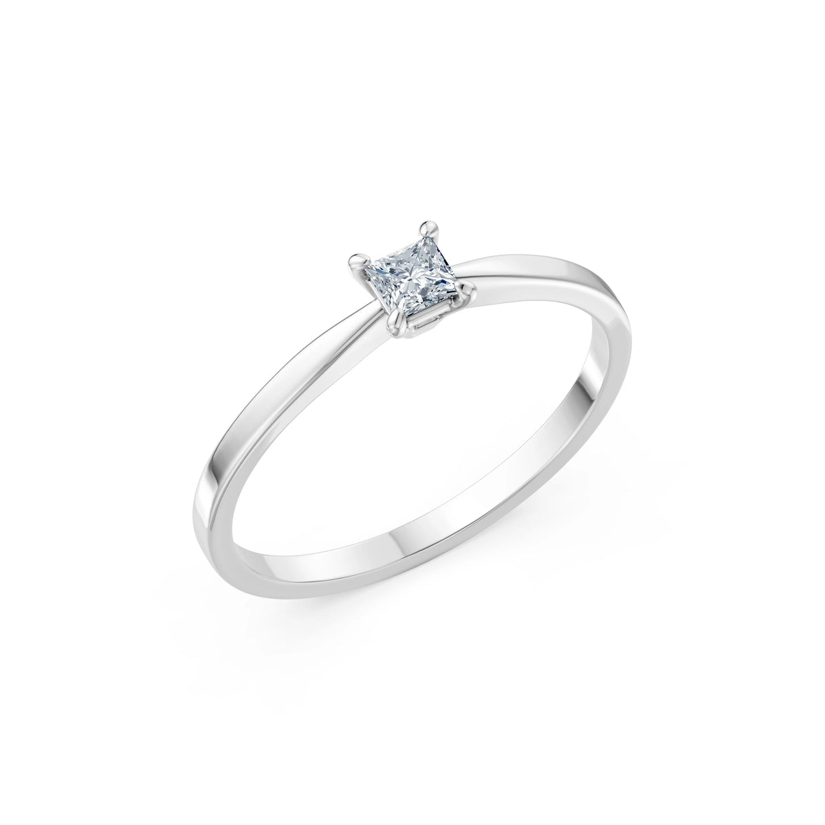Inel de Logodnă Solitaire din Aur, Diamant Princess 0,17 CT
