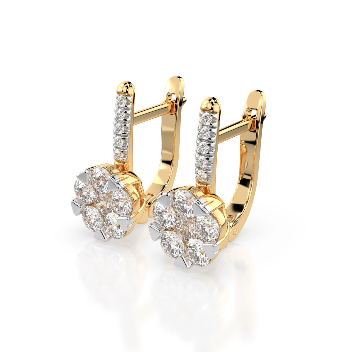 Cercei din Aur cu Diamante, Forma Rotund Briliant, 1,25 CT