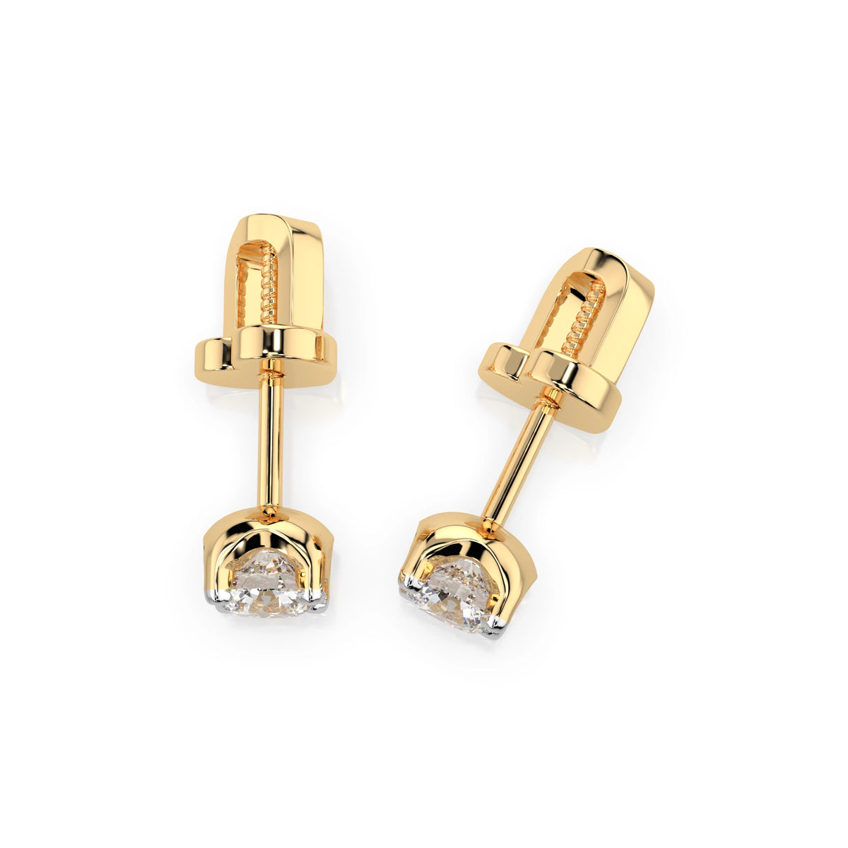 Cercei din Aur cu Diamante, Forma Rotund Briliant, 0,40 CT