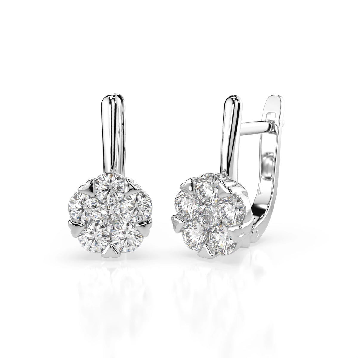 Cercei din Aur cu Diamante, Forma Rotund Briliant, 1,17 CT