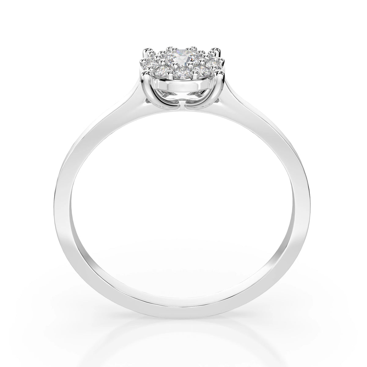 Inel de Logodnă din Aur cu Diamant Central Rotund Briliant și Diamante Laterale 0,11 CT