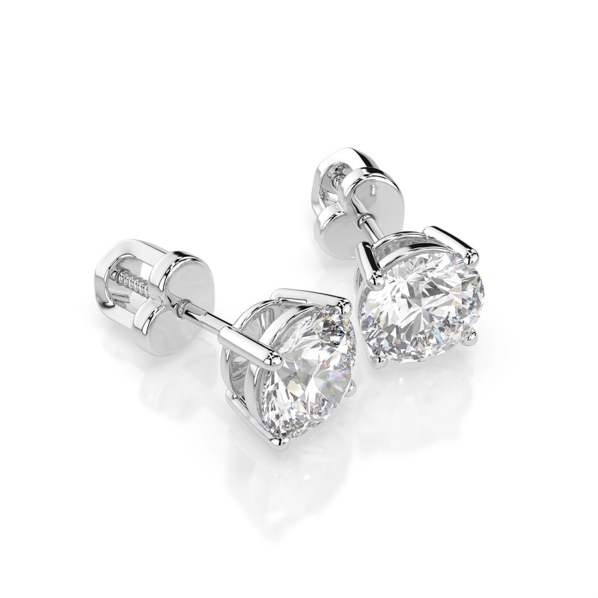 Cercei din Aur cu Diamante, Forma Rotund Briliant, 1,40 CT