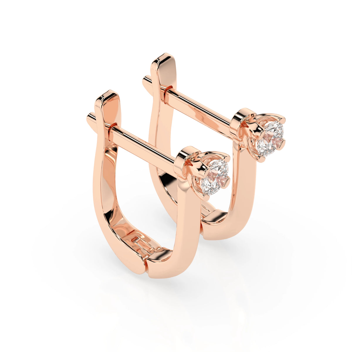 Cercei din Aur cu Diamante, Forma Rotund Briliant, 0,12 CT