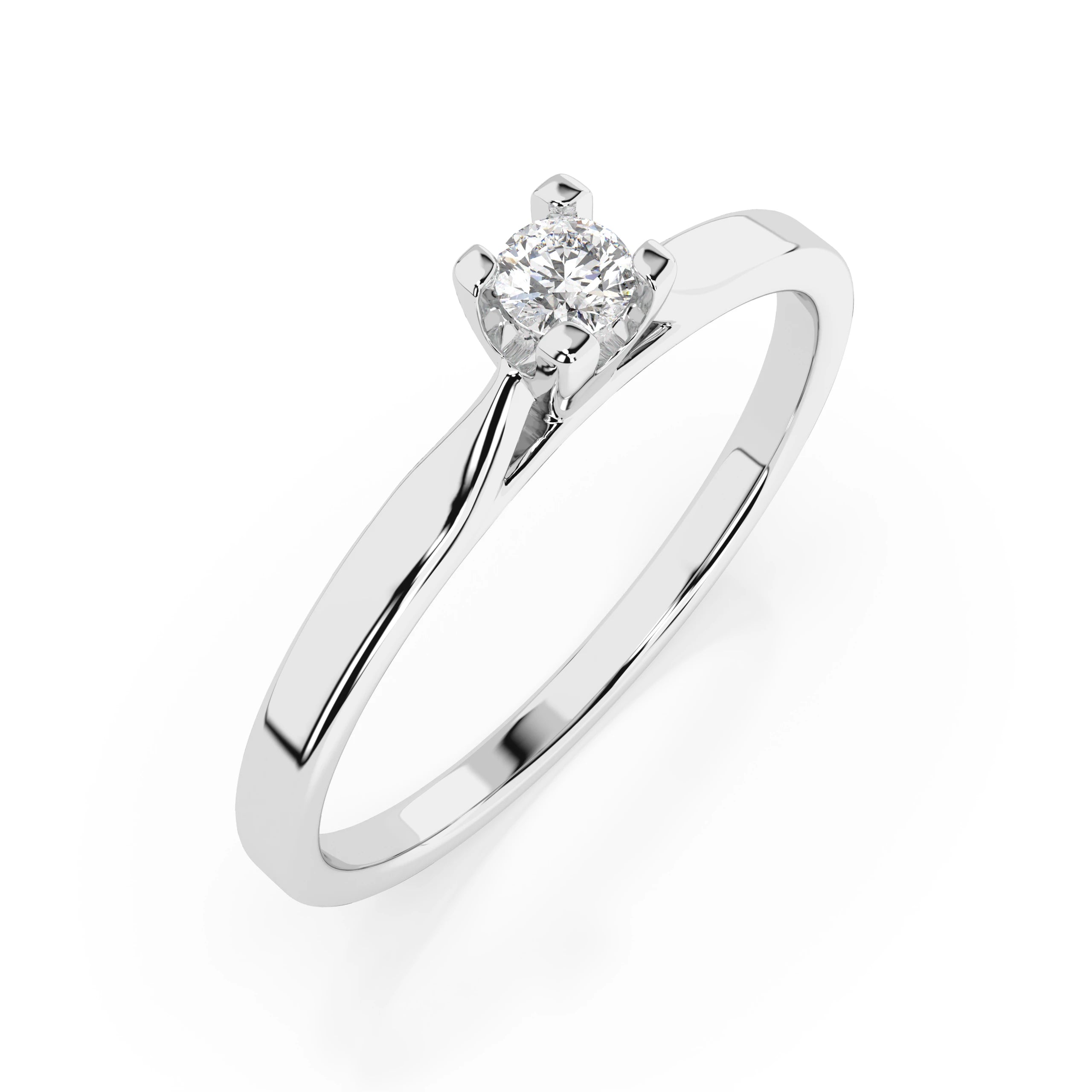 Inel de Logodnă Solitaire din Aur, Diamant Rotund Briliant 0.06 CT