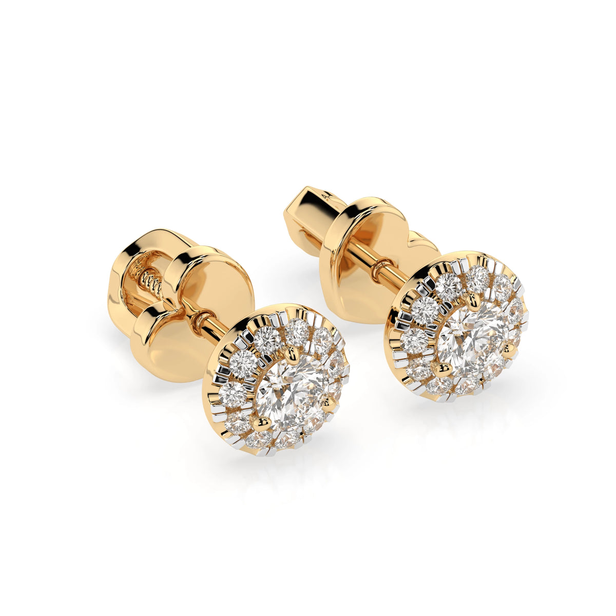 Cercei din Aur cu Diamante, Forma Rotund Briliant, 0,37 CT