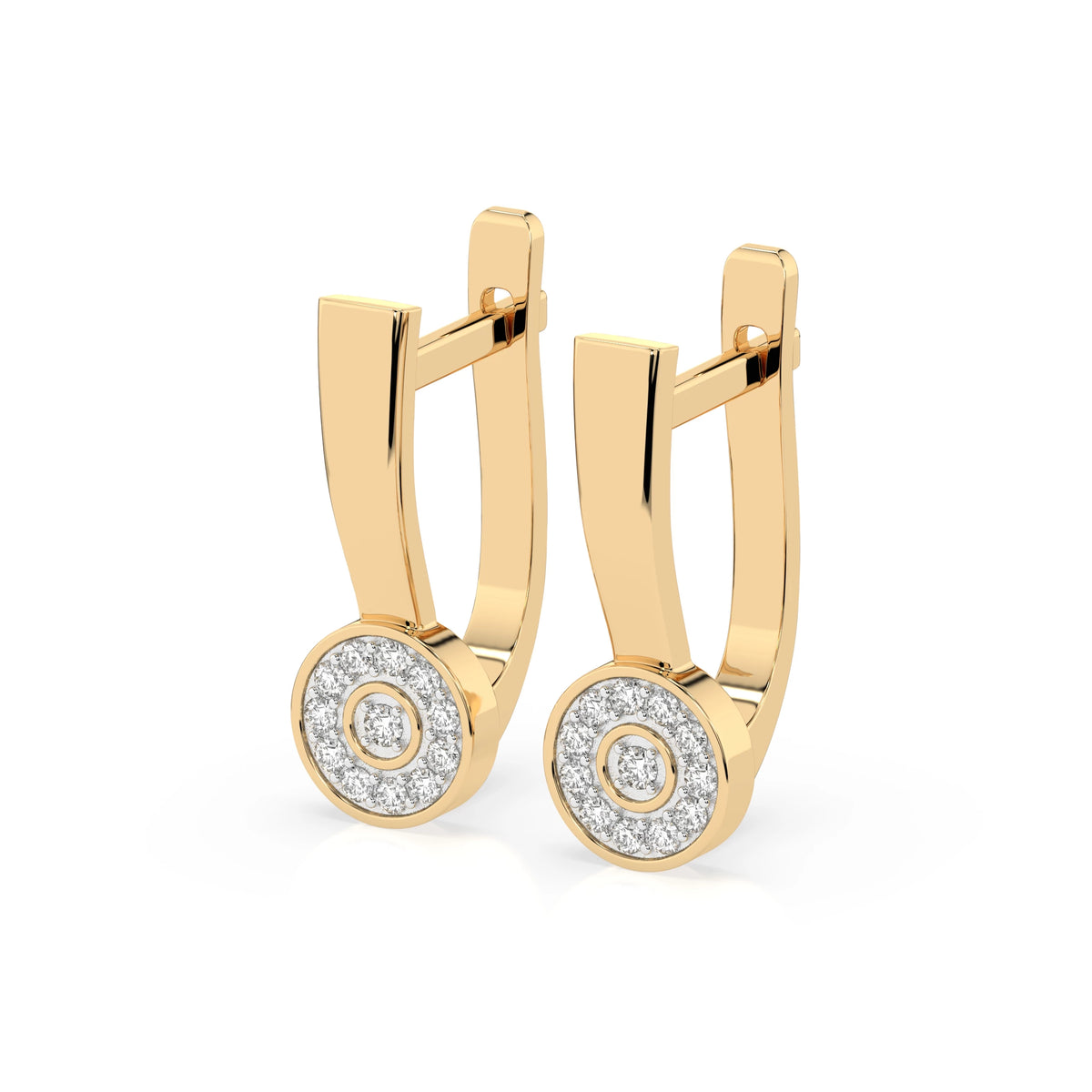 Cercei din Aur cu Diamante, Forma Rotund Briliant, 0,15 CT