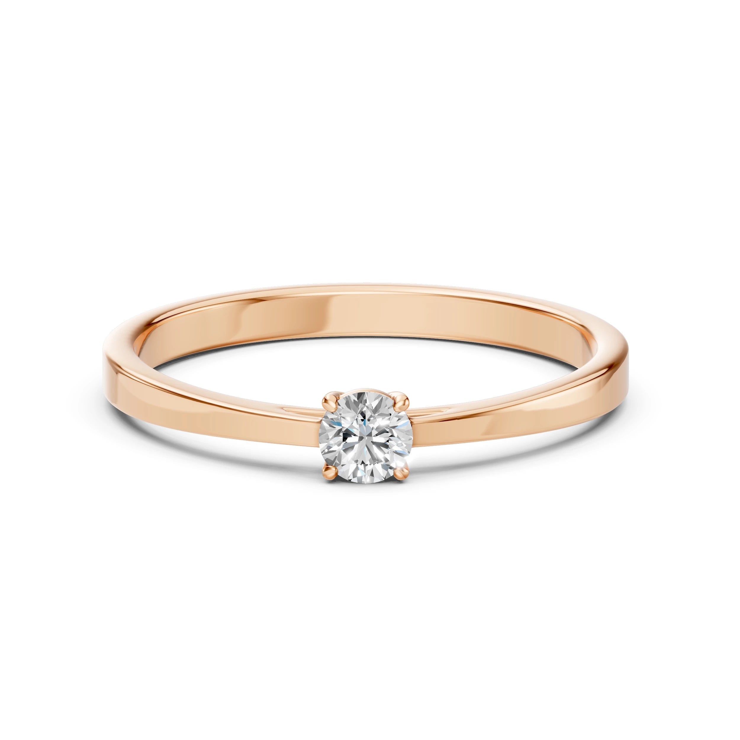 Inel de Logodnă Solitaire din Aur, Diamant Rotund Briliant 0.15 CT