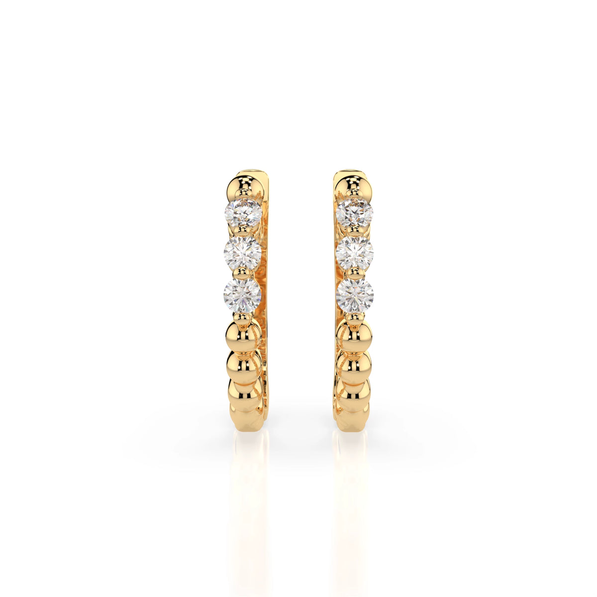 Cercei din Aur cu Diamante, Forma Rotund Briliant, 0,18 CT