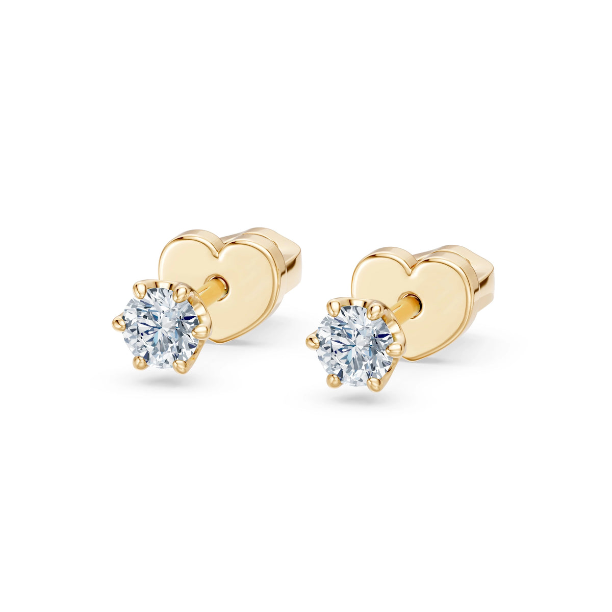 Cercei din Aur cu Diamante, Forma Rotund Briliant, 0,30 CT