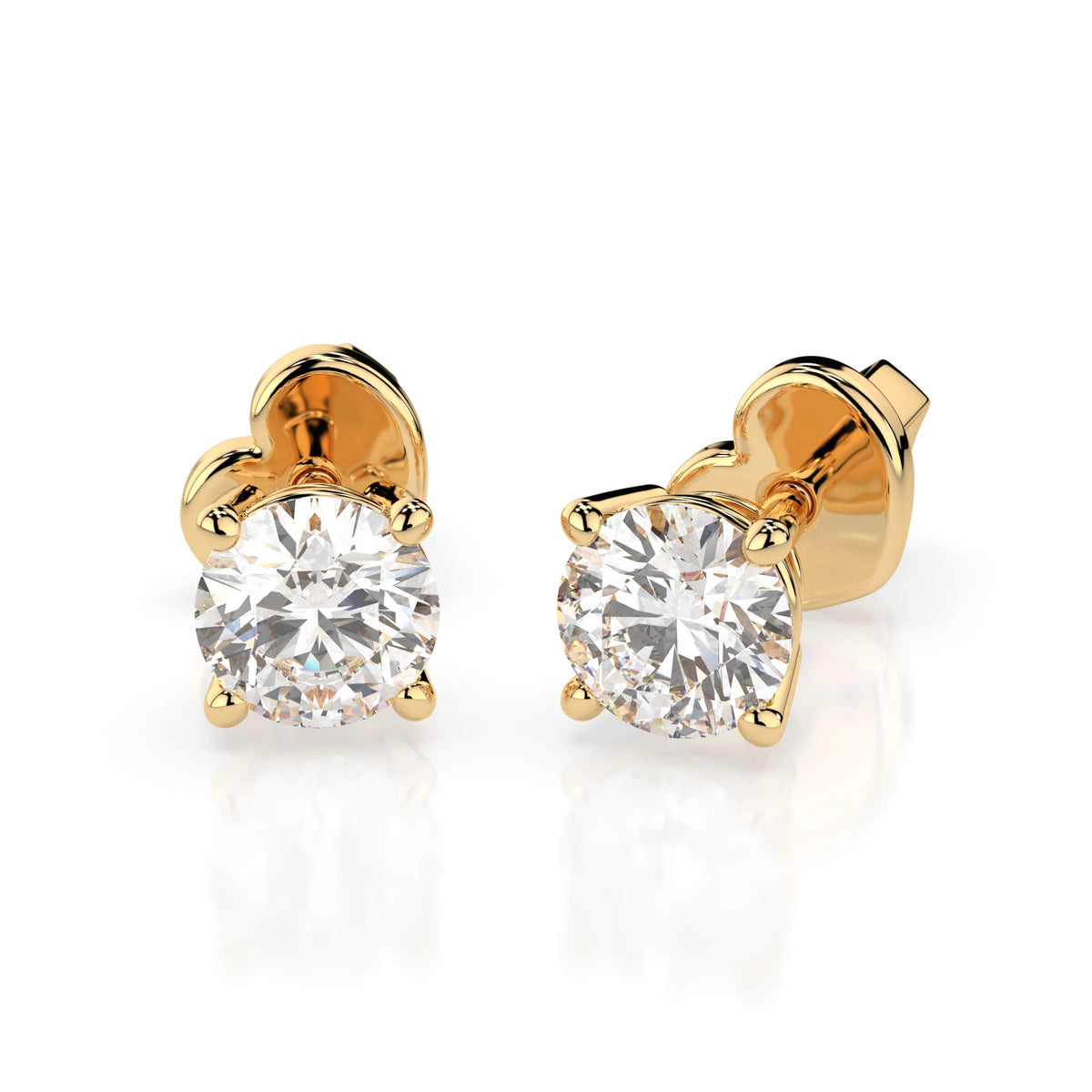 Cercei din Aur cu Diamante, Forma Rotund Briliant, 0,40 CT