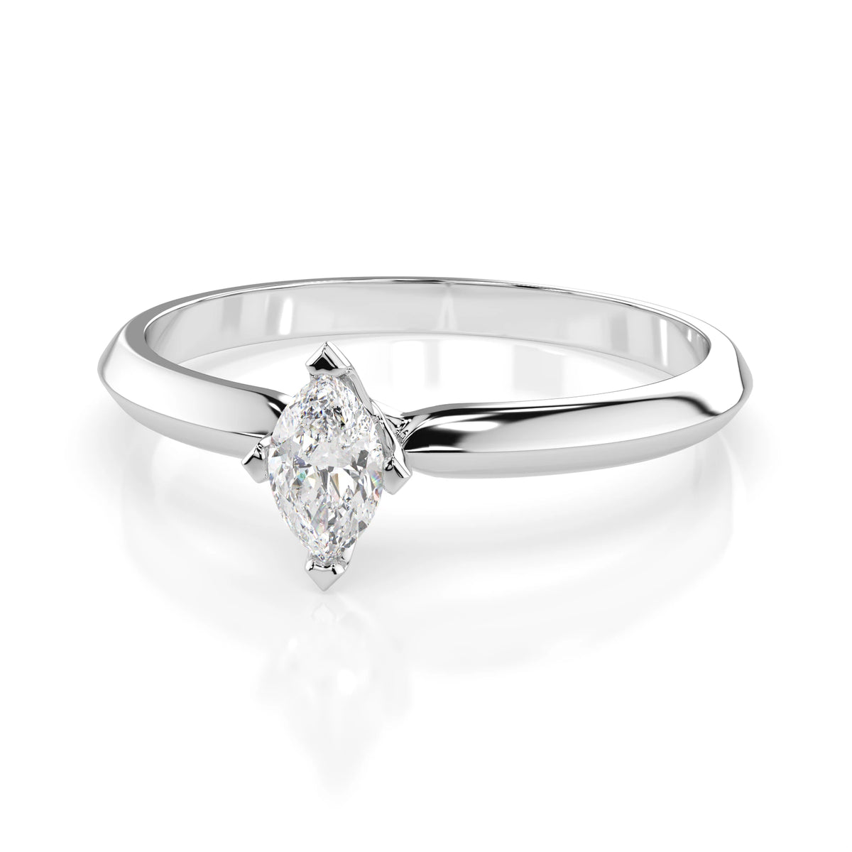 Inel de Logodnă Solitaire din Aur, Diamant Marquise 0,15 CT