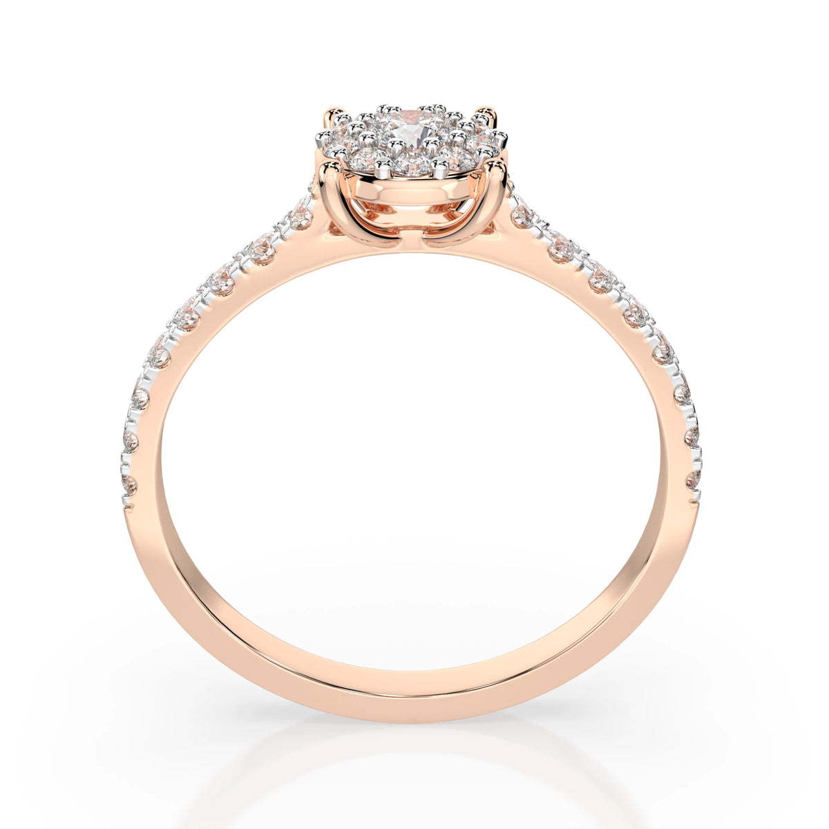 Inel de Logodnă din Aur cu Diamant Central Rotund Briliant și Diamante Laterale 0,42 CT