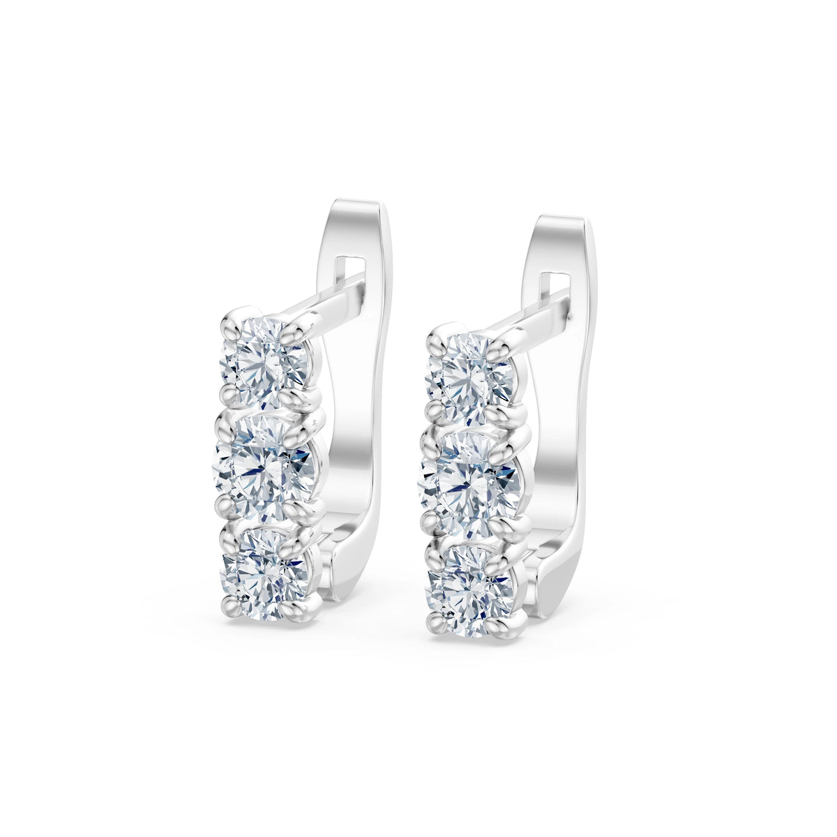 Cercei din Aur cu Diamante, Forma Rotund Briliant, 0,66 CT