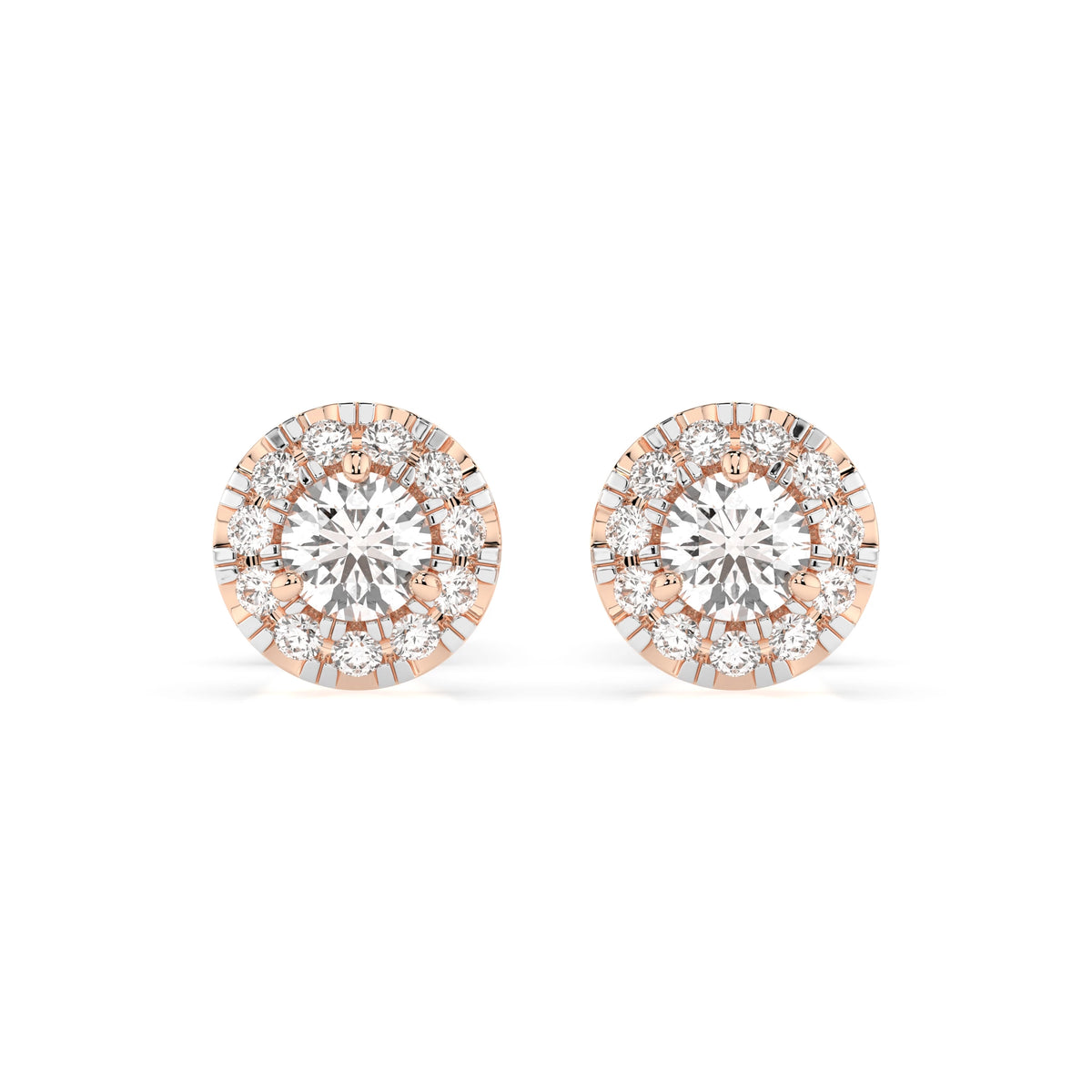 Cercei din Aur cu Diamante, Forma Rotund Briliant, 0,37 CT