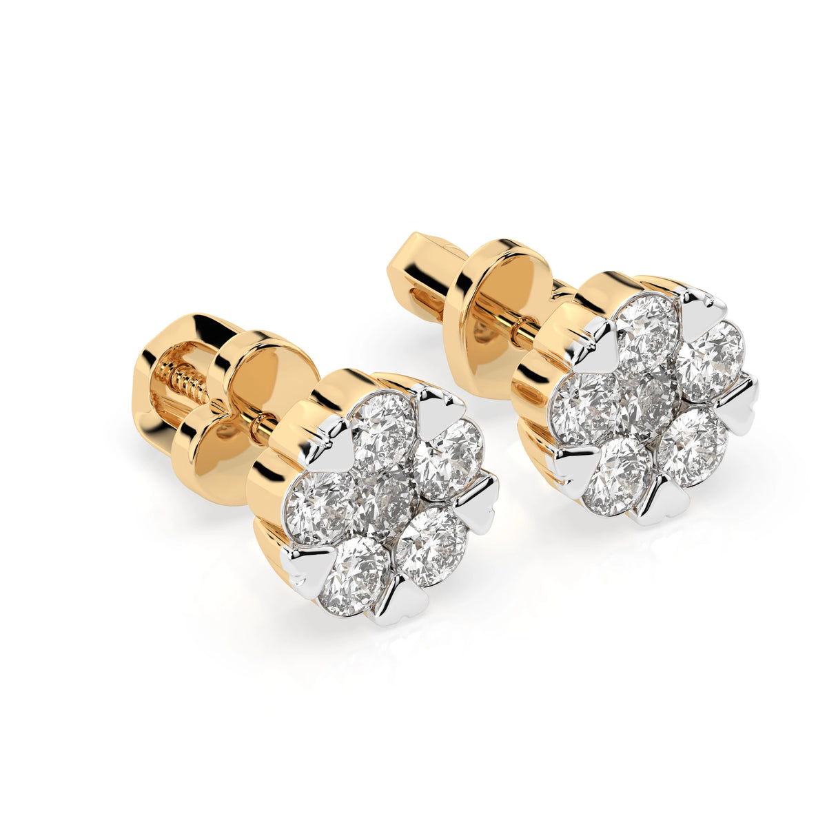 Cercei din Aur cu Diamante, Forma Rotund Briliant, 0,73 CT