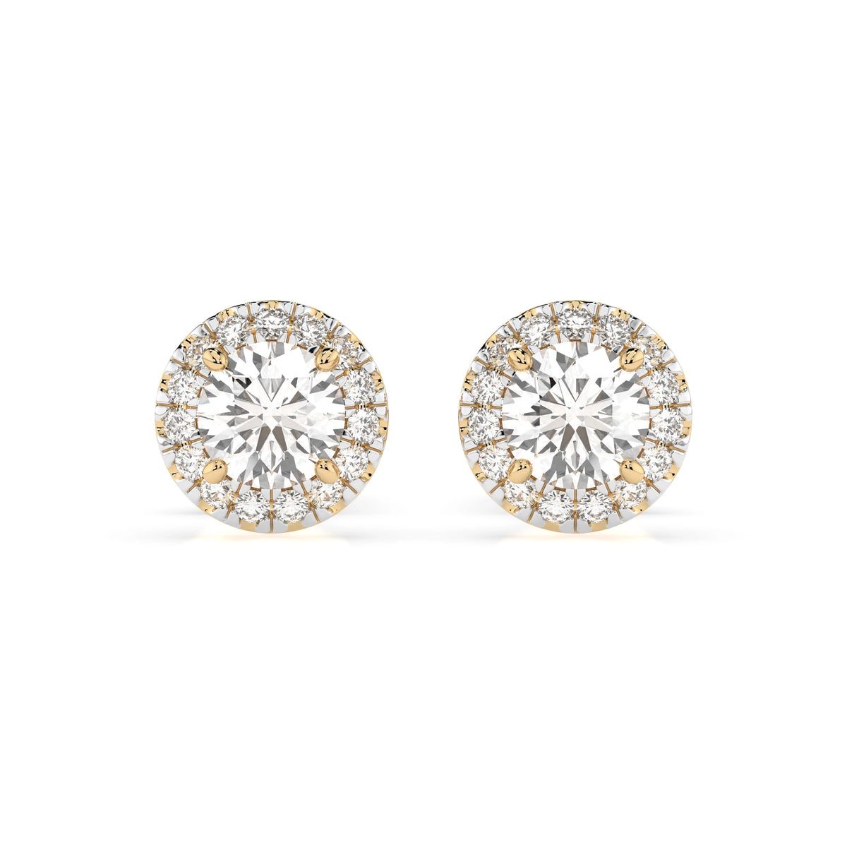 Cercei din Aur cu Diamante, Forma Rotund Briliant, 0,68 CT