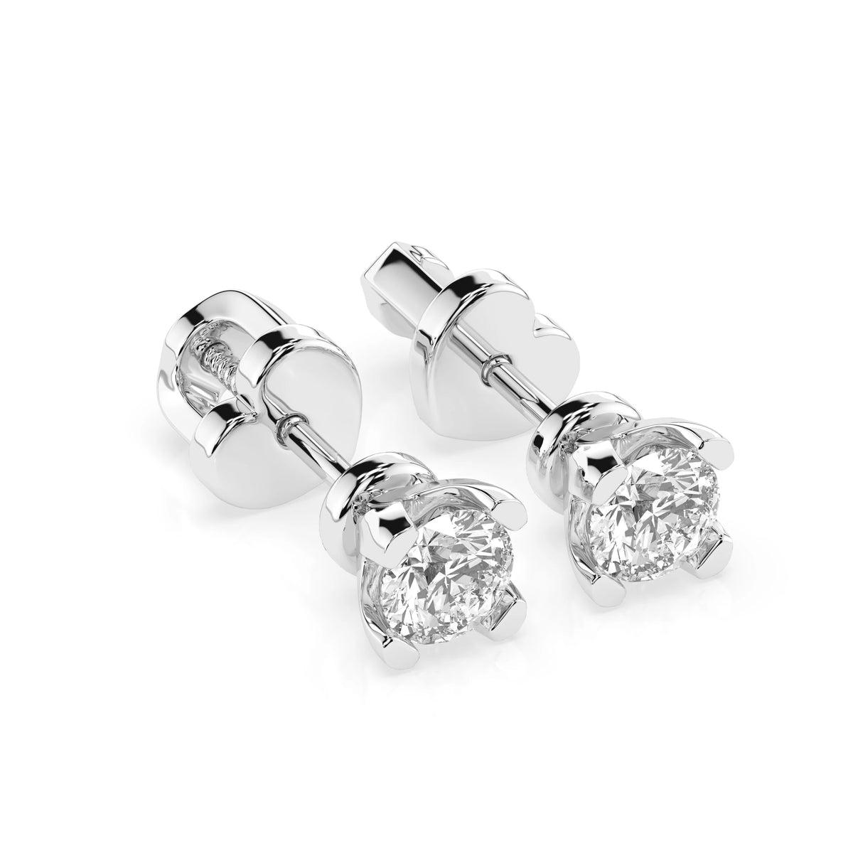 Cercei din Aur cu Diamante, Forma Rotund Briliant, 0,60 CT