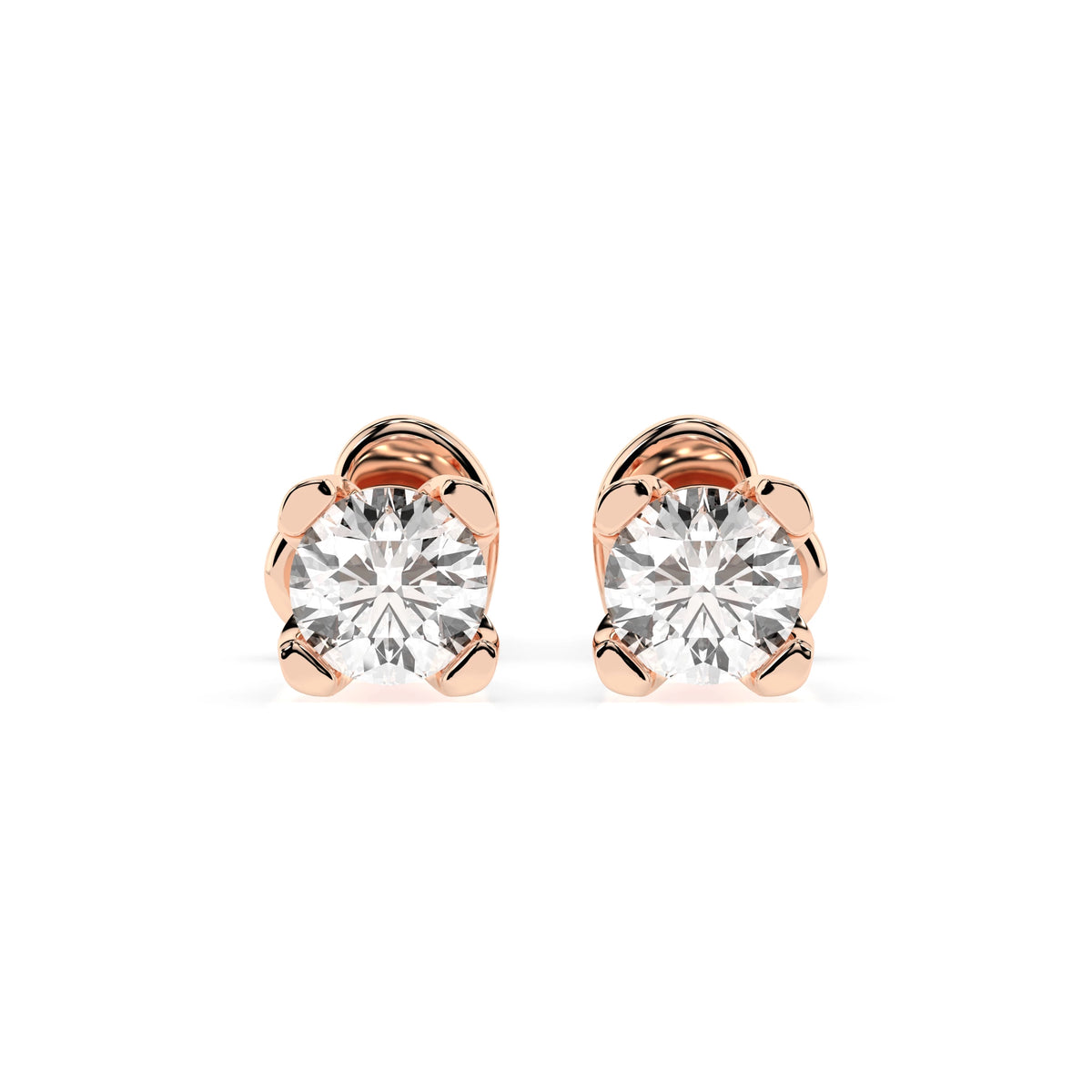 Cercei din Aur cu Diamante, Forma Rotund Briliant, 0,60 CT