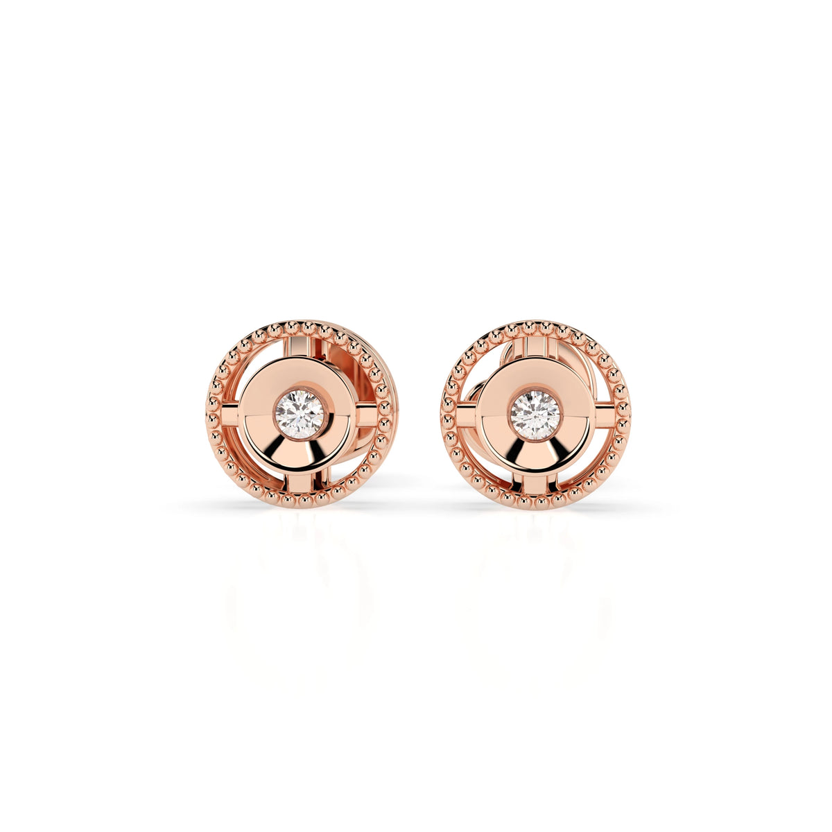Cercei din Aur cu Diamante, Forma Rotund Briliant, 0,04 CT