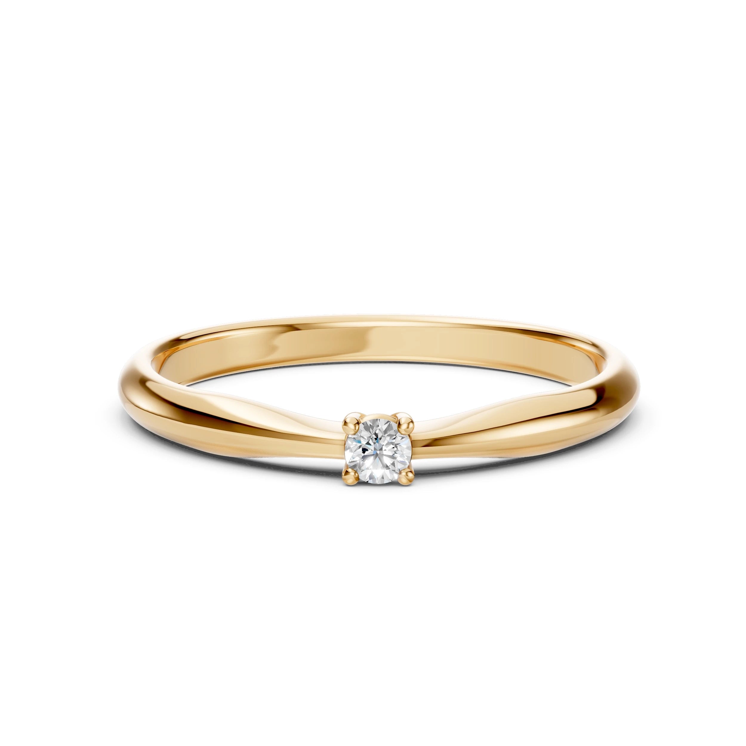 Inel de Logodnă Solitaire din Aur, Diamant Rotund Briliant 0.10 CT