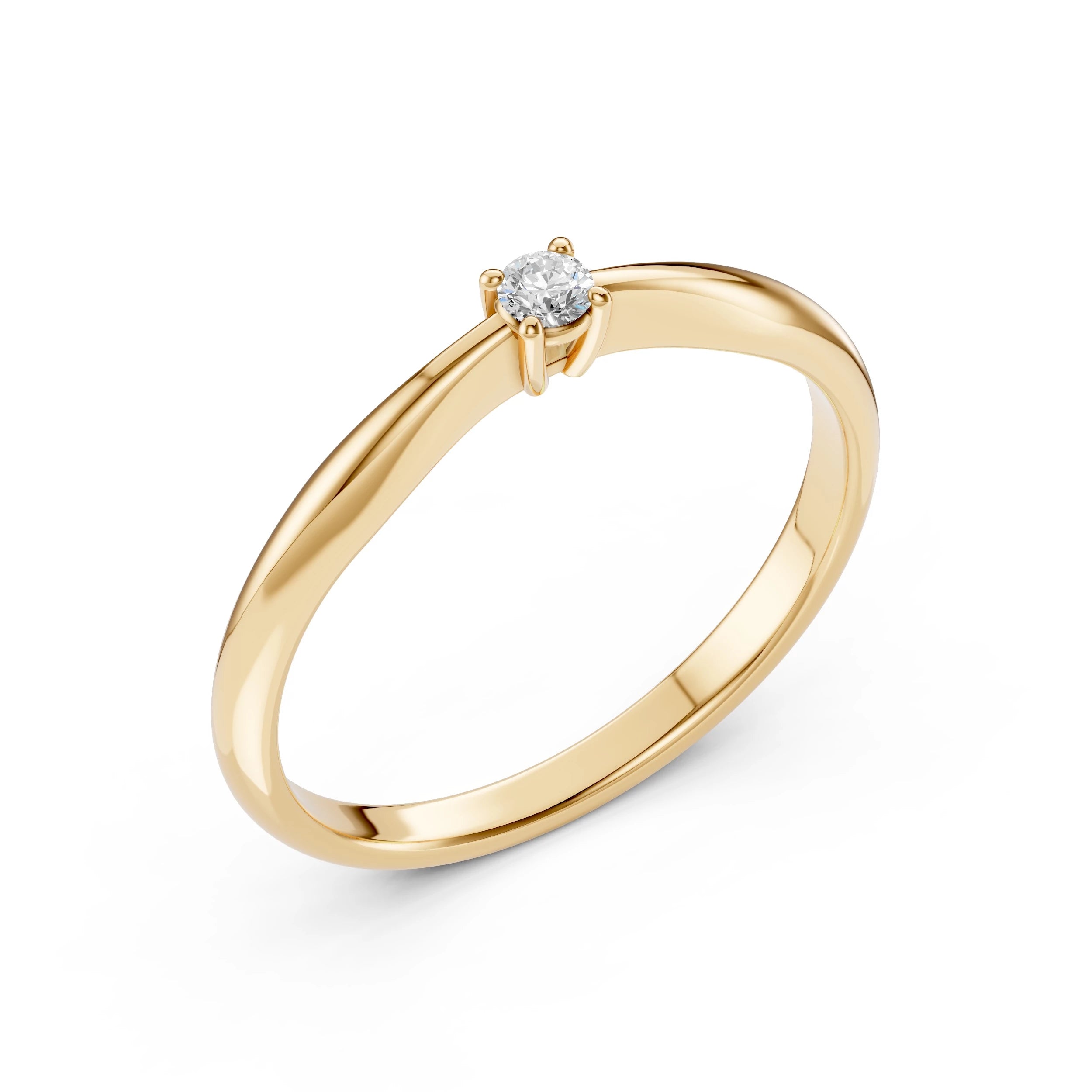 Inel de Logodnă Solitaire din Aur, Diamant Rotund Briliant 0.10 CT